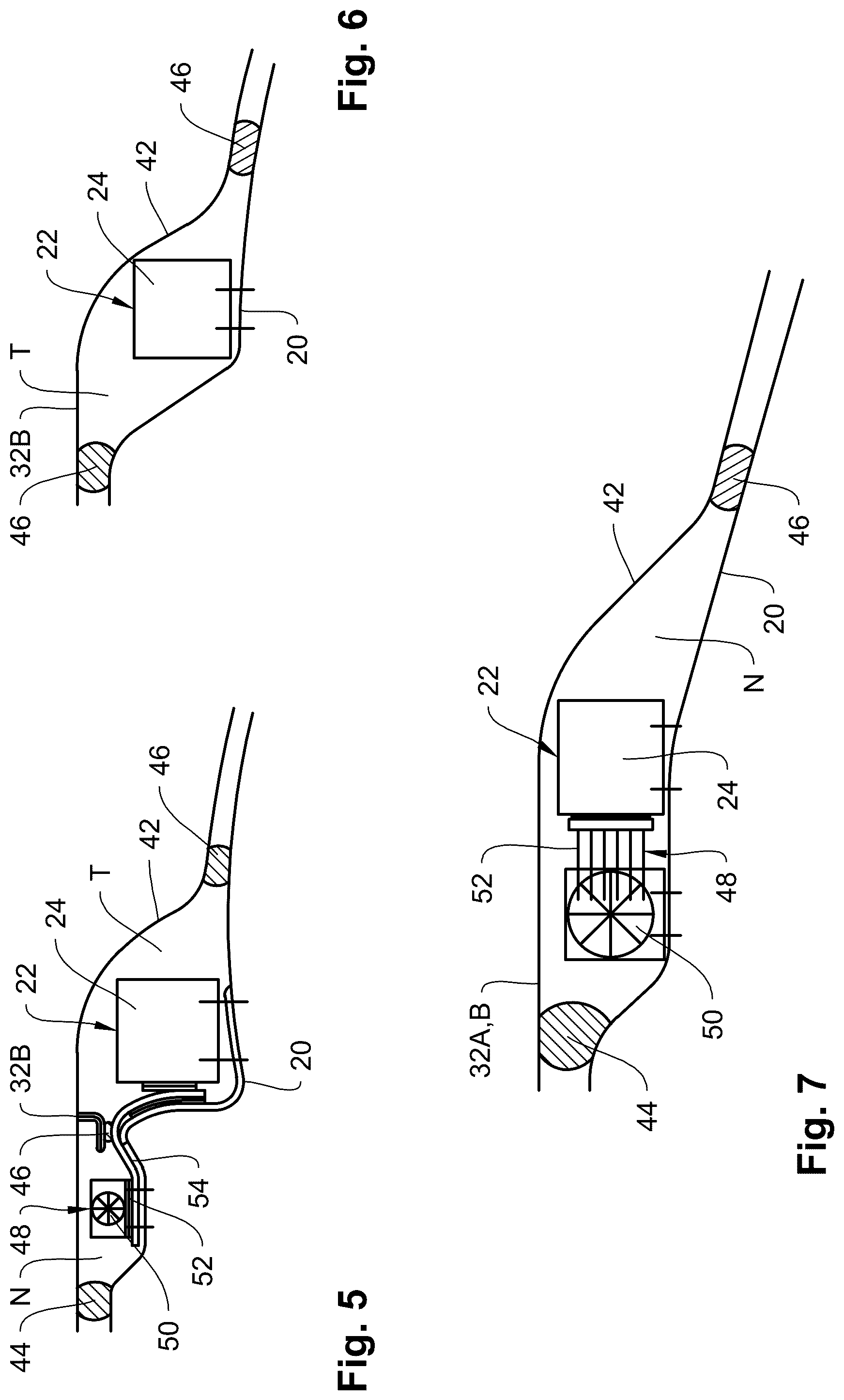 Patent US12319349 Figure 4 – Vehicle roof with sensor module and trim element