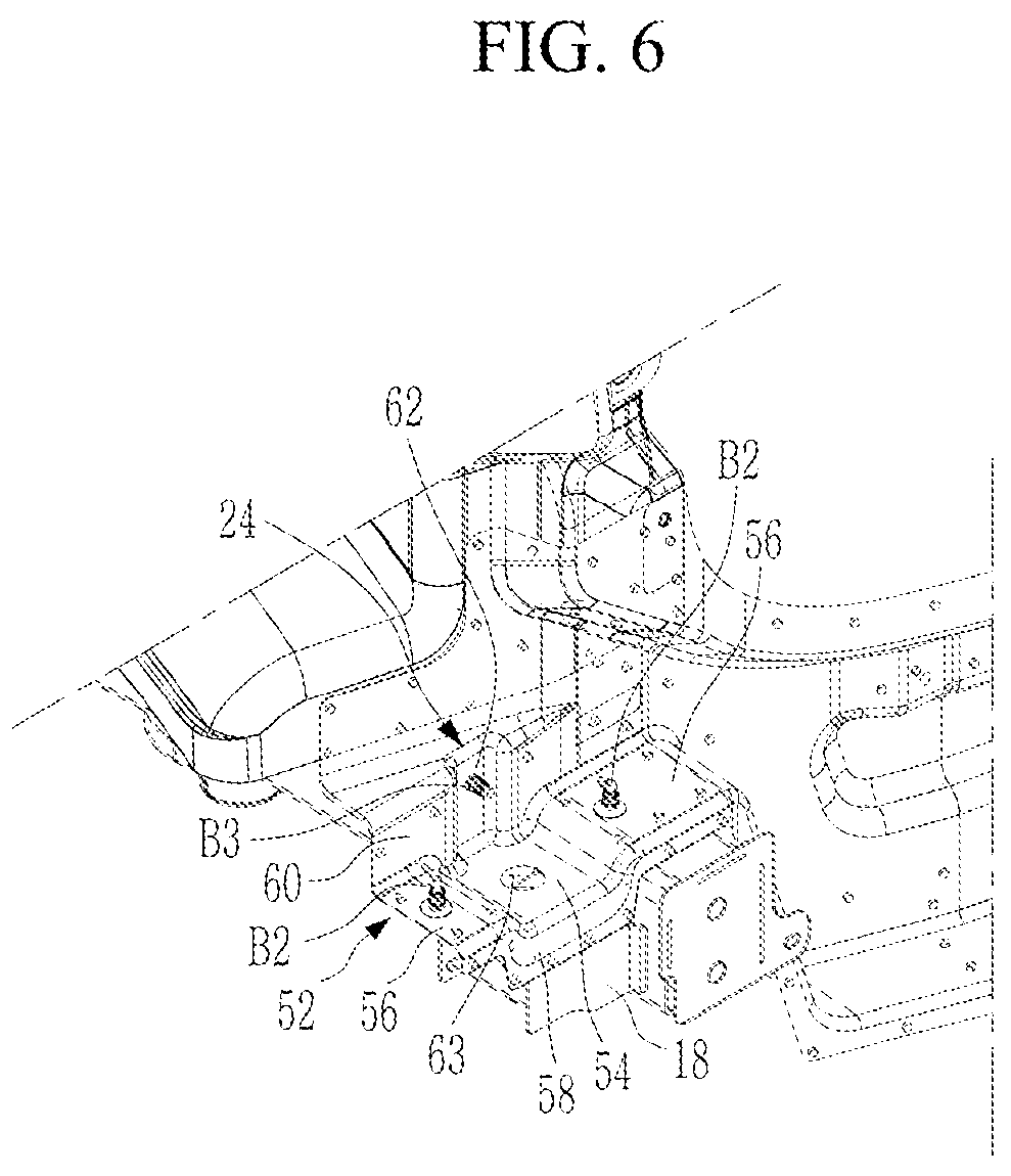 Patent US12319352 Figure 6 – Vehicle body rear connection structure