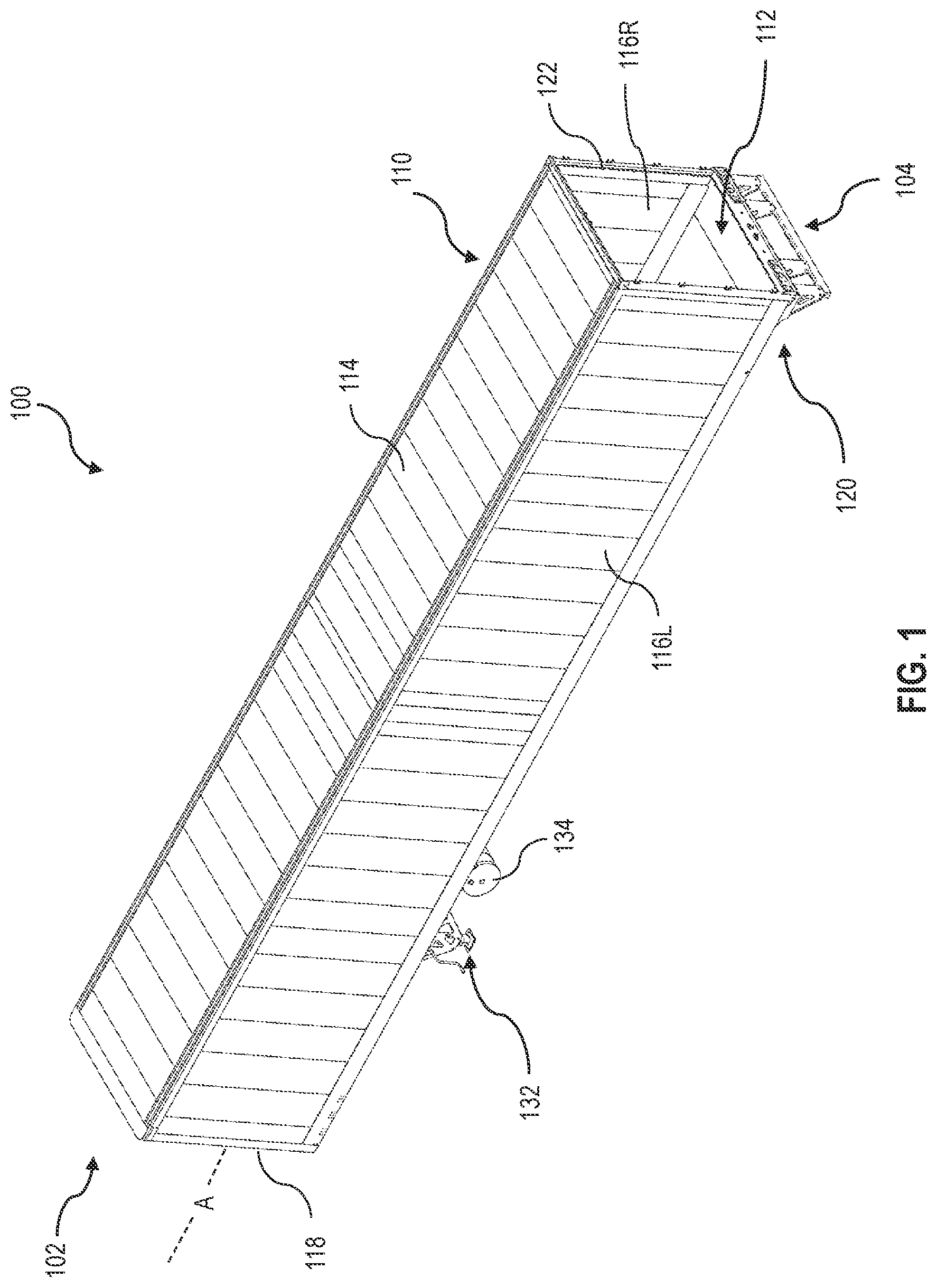 Patent US12319357 Figure 1 – Slide rail assembly and landing gear assembly with embedded hardpoint connectors