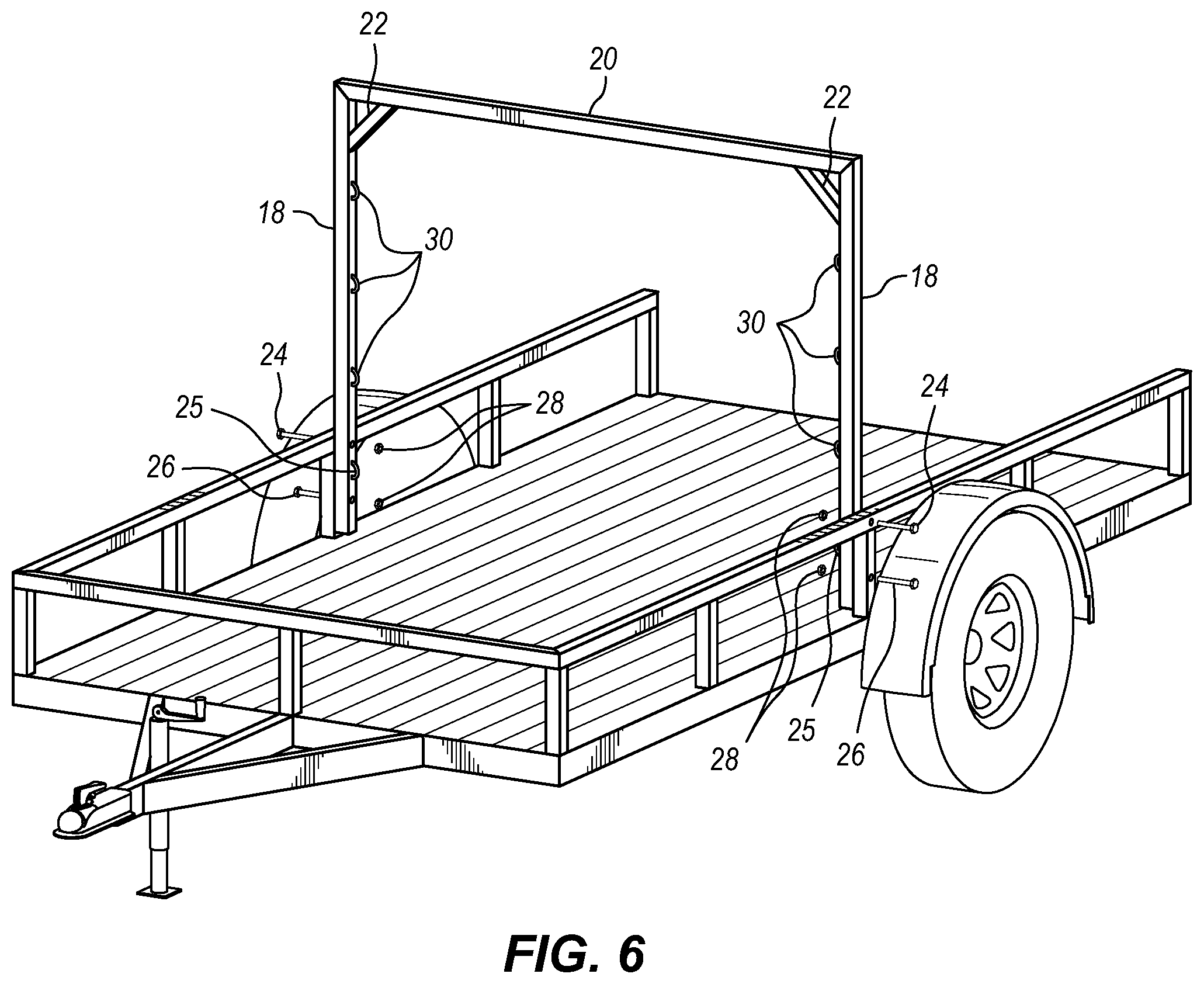 Patent US12319359 Figure 2 – Pivotable and nestable cargo rack for truck bed or trailer