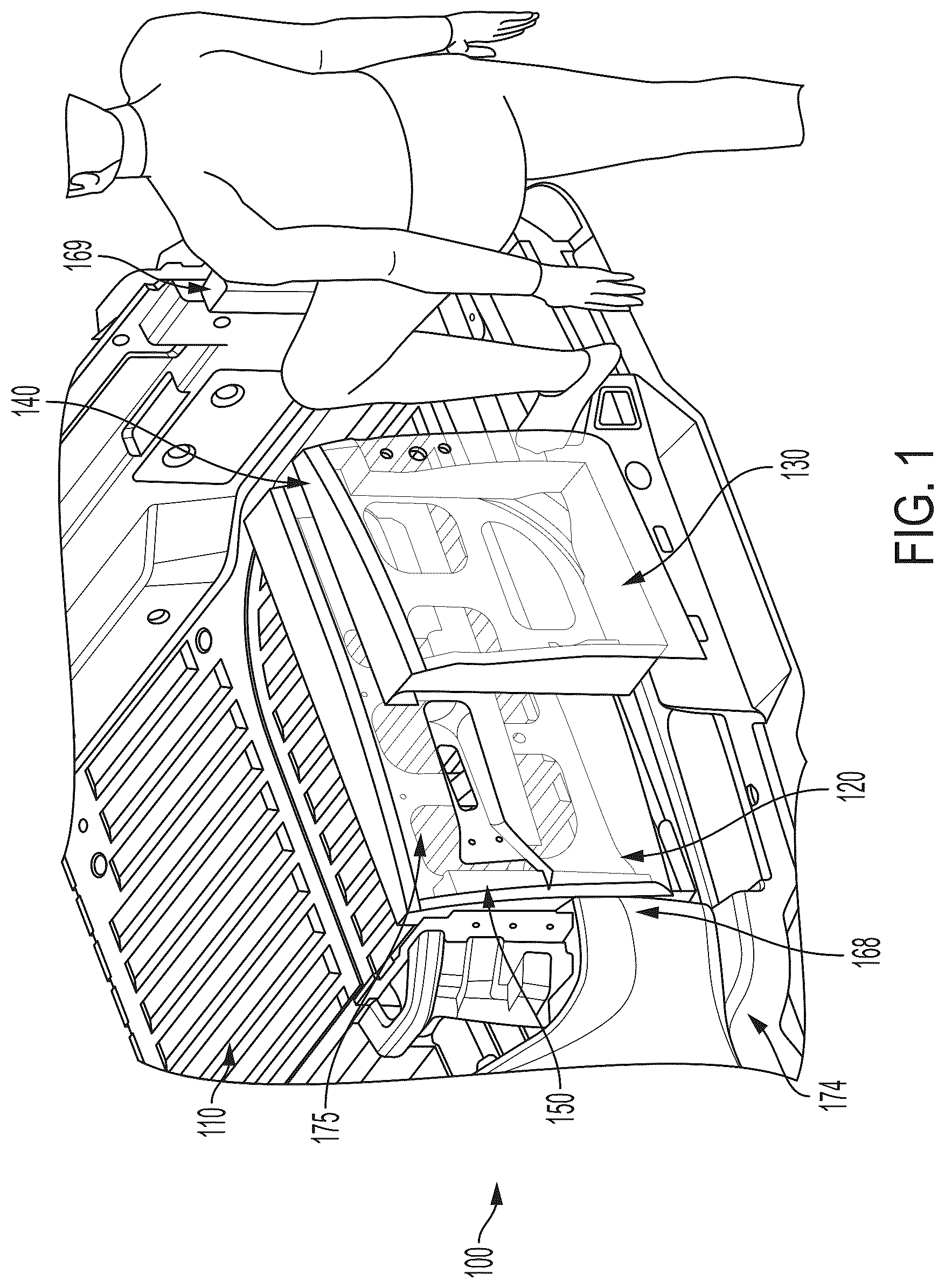 Patent US12319361 Figure 1 – Sliding tailgate for a vehicle