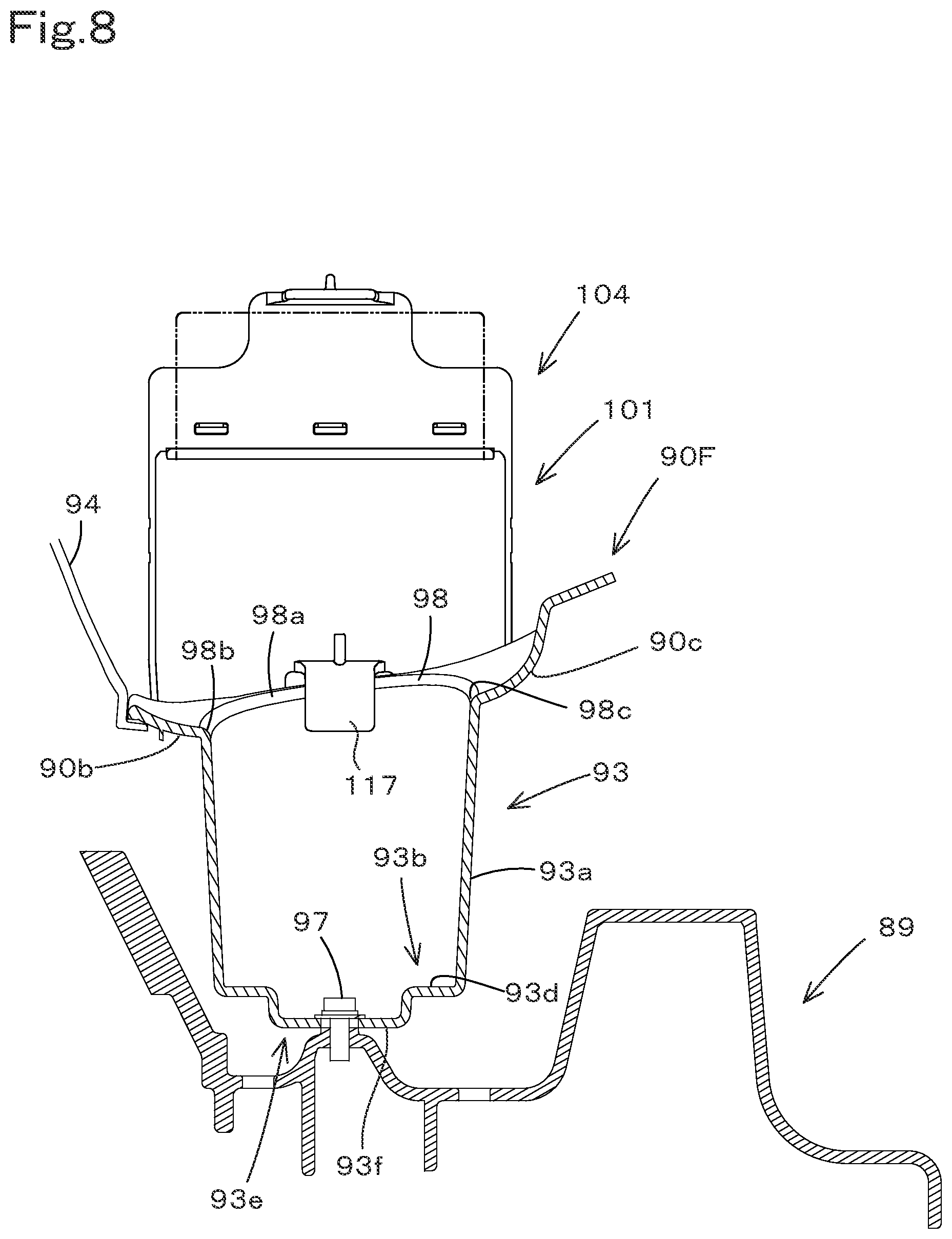 Patent US12319362 Figure 8 – Housing body and working machine