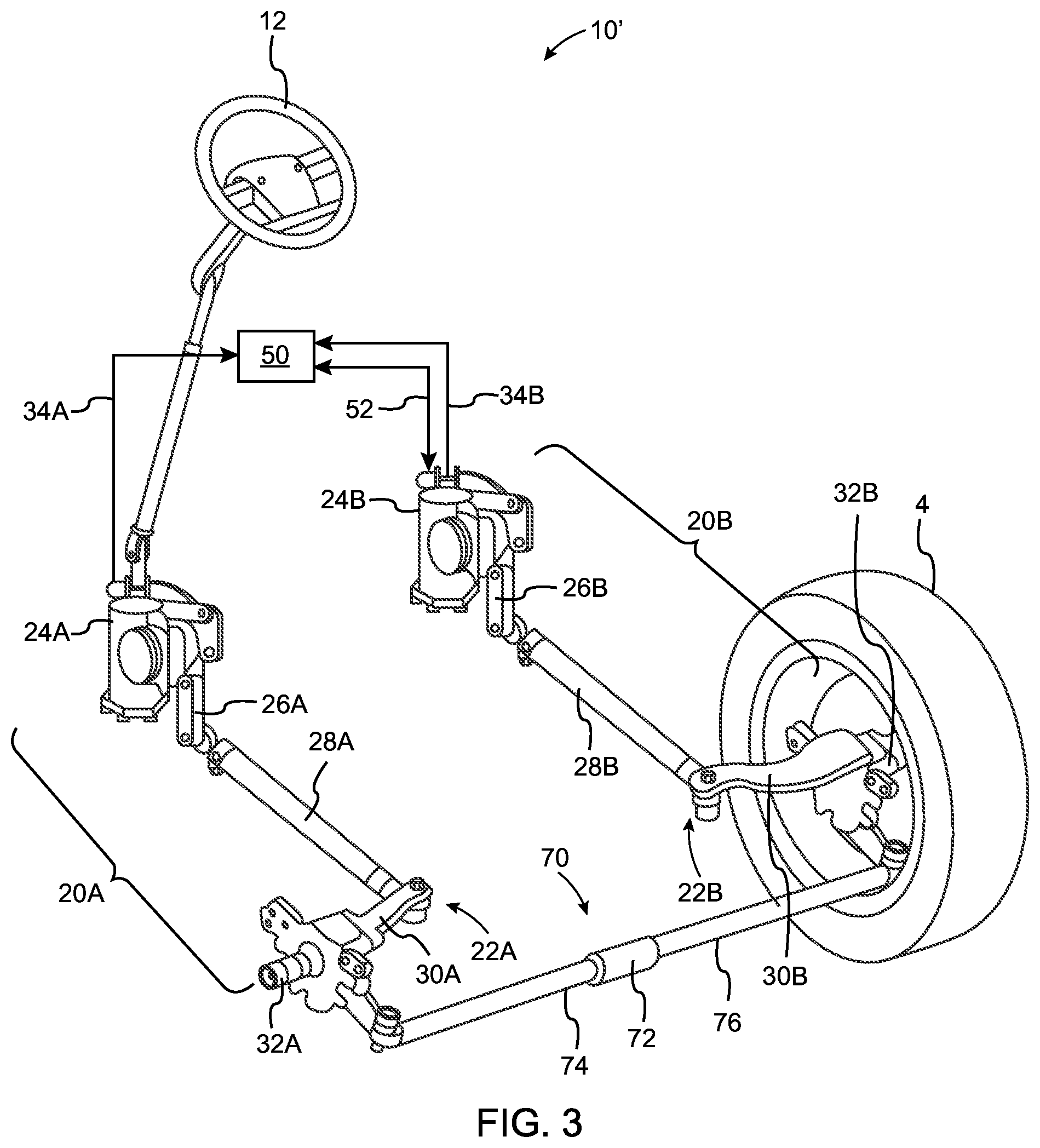 Patent US12319365 Figure 3 – Vehicle steering system and method for controlling a steering angle of a vehicle wheel