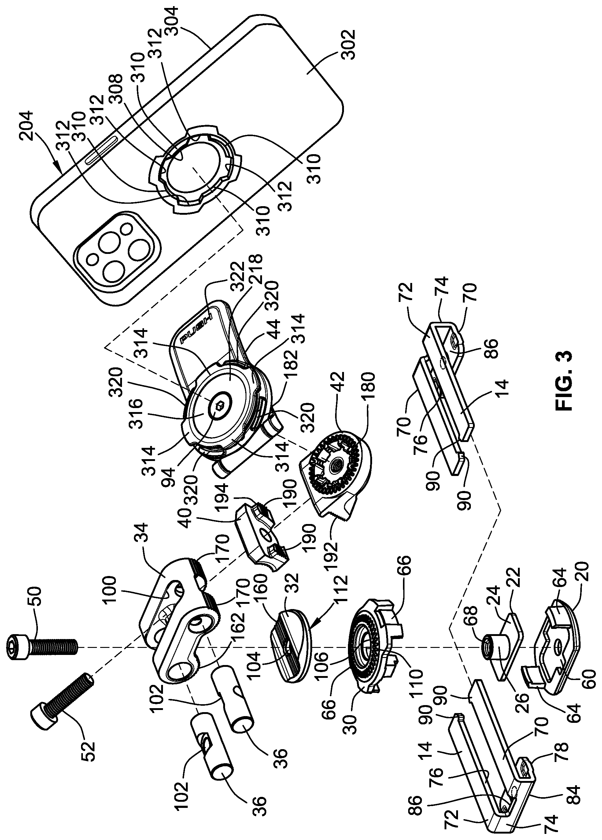 Patent US12319376 Figure 4 – Mount for a handheld electronic device