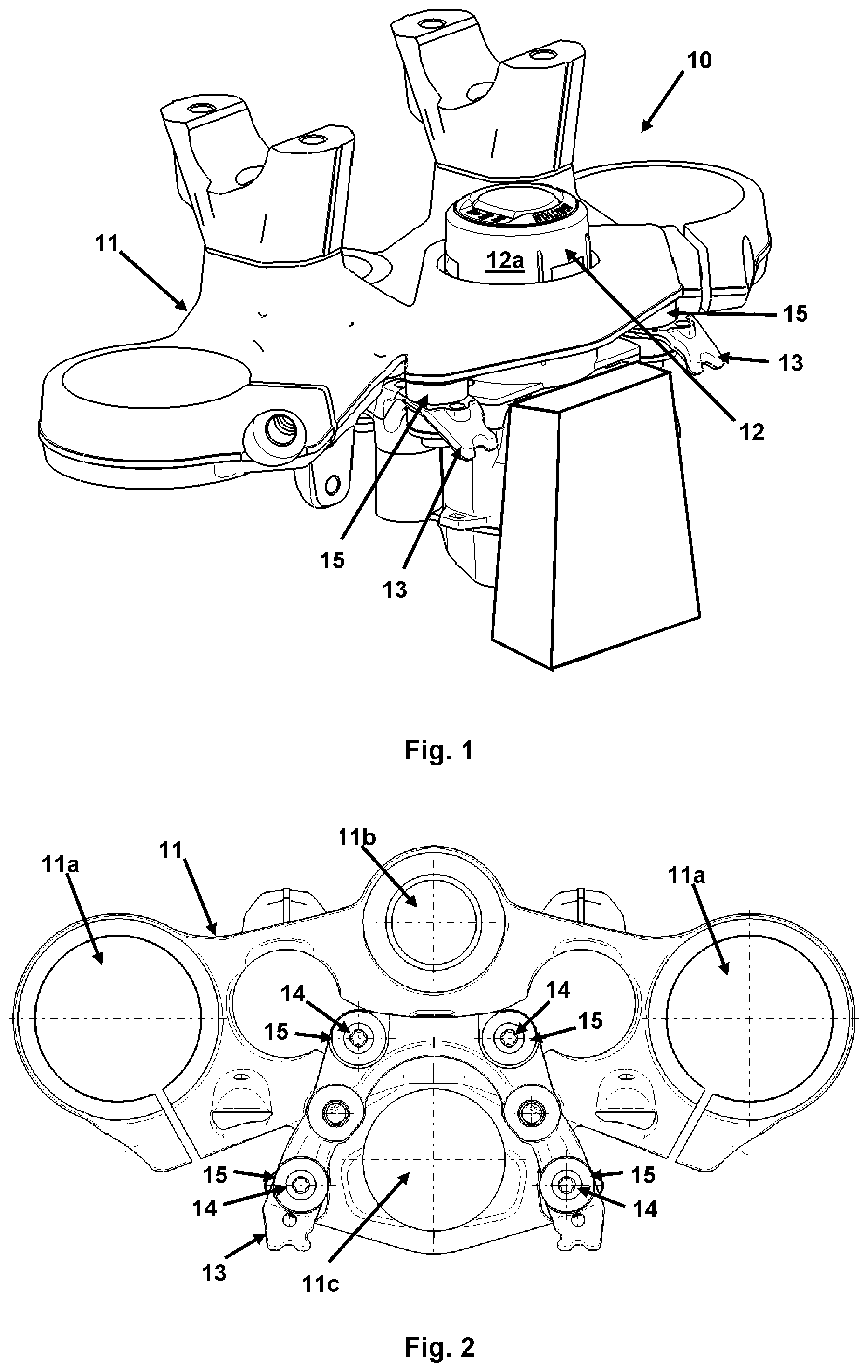 Patent US12319380 Figure 1 – Handlebar arrangement having an ignition steering lock for a tilting vehicle