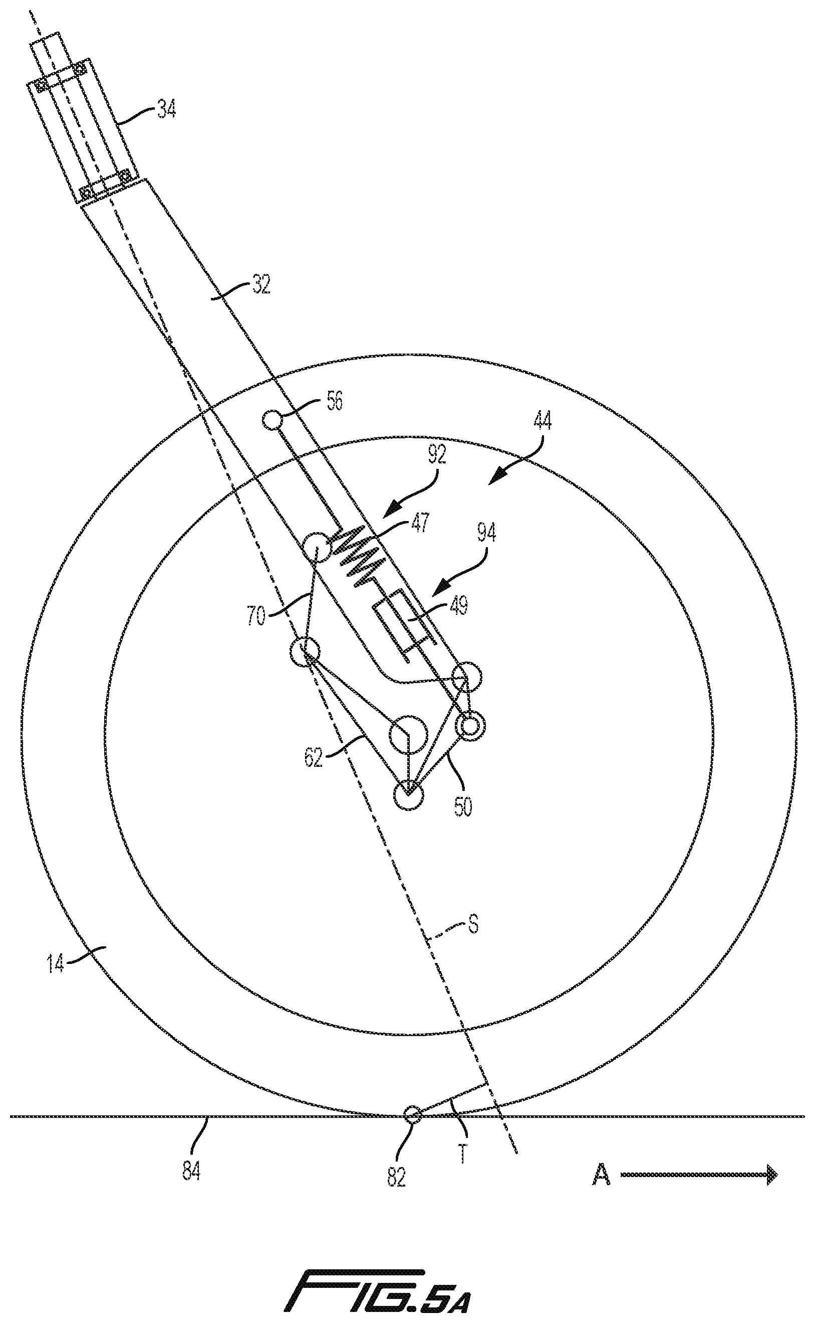 Patent US12319381 Figure 12 – Trailing link cycle wheel suspension assembly having gas pistons with unequal gas piston areas