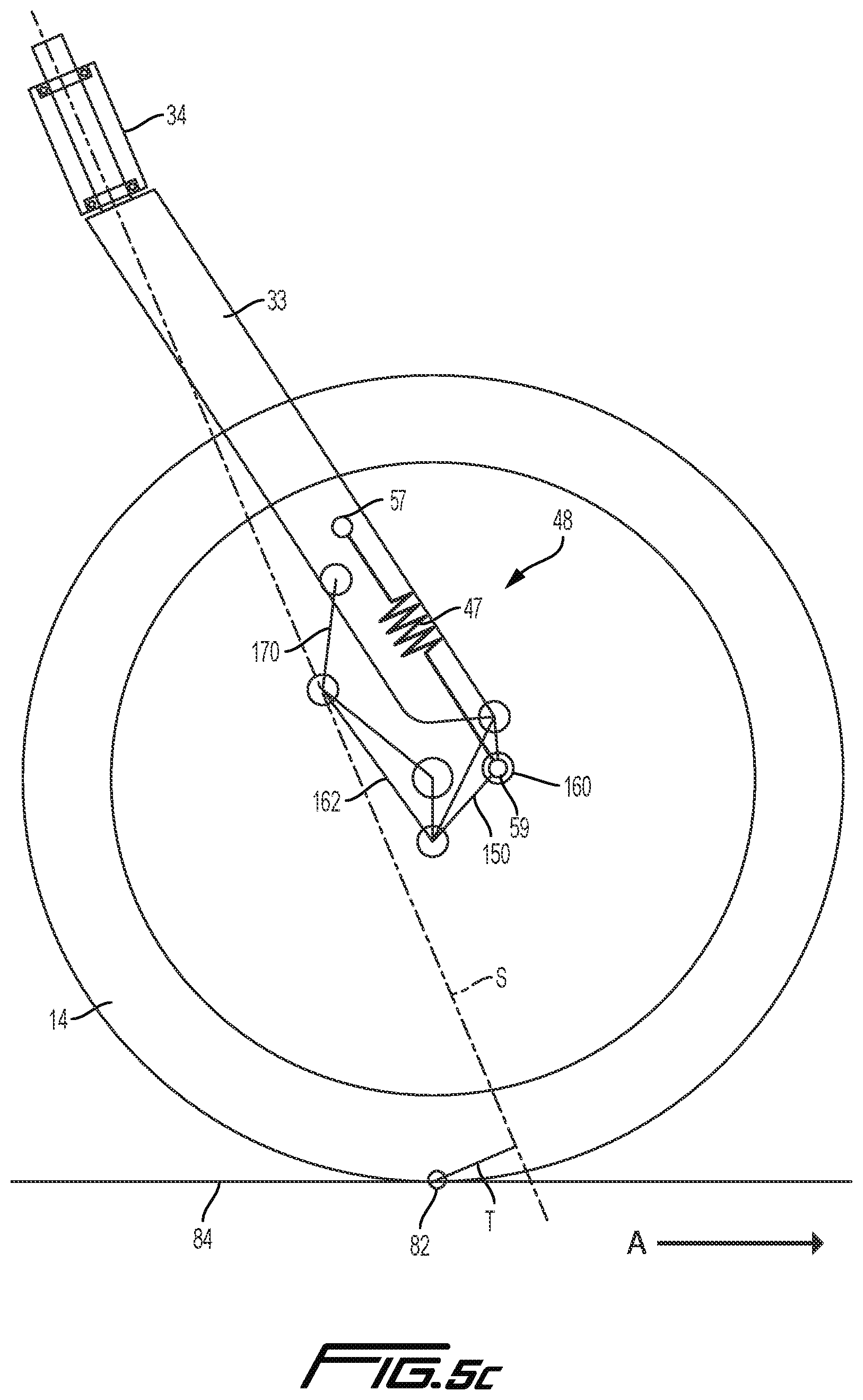 Patent US12319381 Figure 14 – Trailing link cycle wheel suspension assembly having gas pistons with unequal gas piston areas