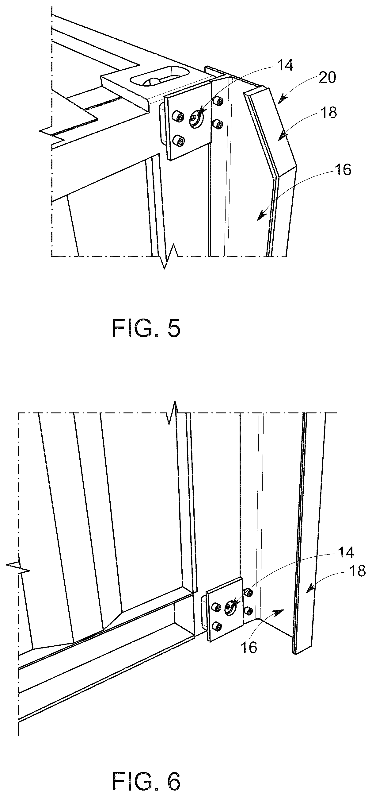 Patent US12319387 Figure 4 – Gap compression guides for shipping containers