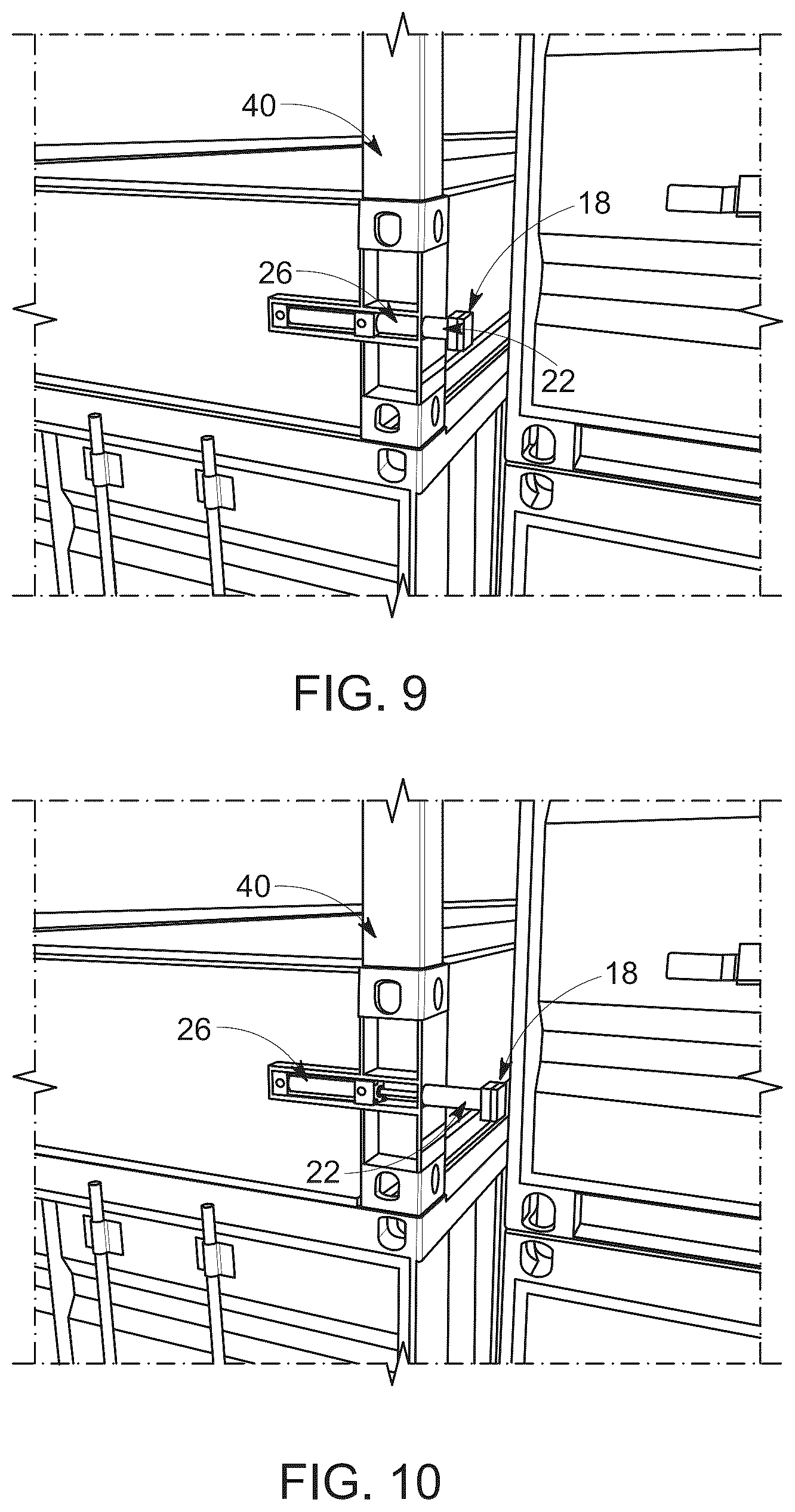 Patent US12319387 Figure 7 – Gap compression guides for shipping containers