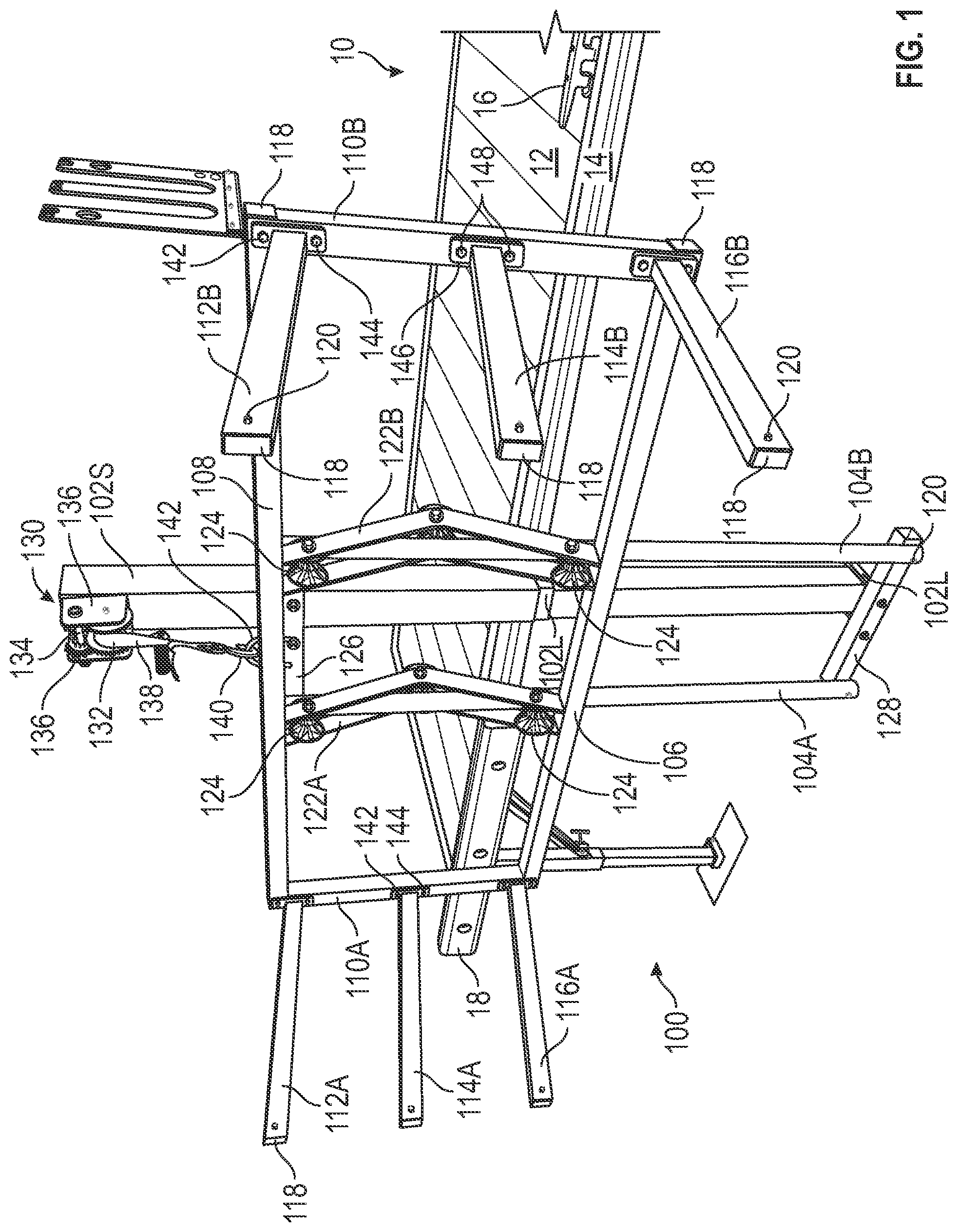 Patent US12319390 — Adjustable rack for recreational equipment used on lakes — Figure 1