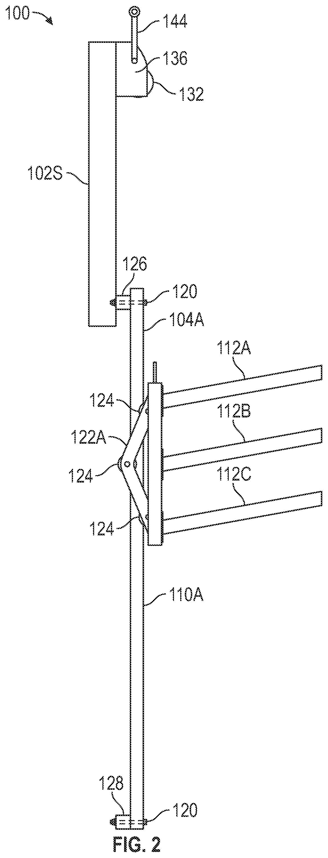 Patent US12319390 Figure 2 – Adjustable rack for recreational equipment used on lakes