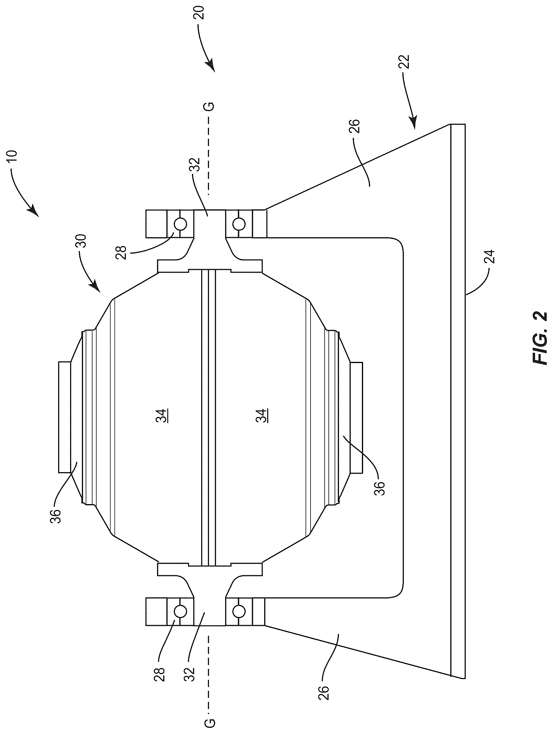 Patent US12319391 Figure 2 – Gyroscopic boat roll stabilizer