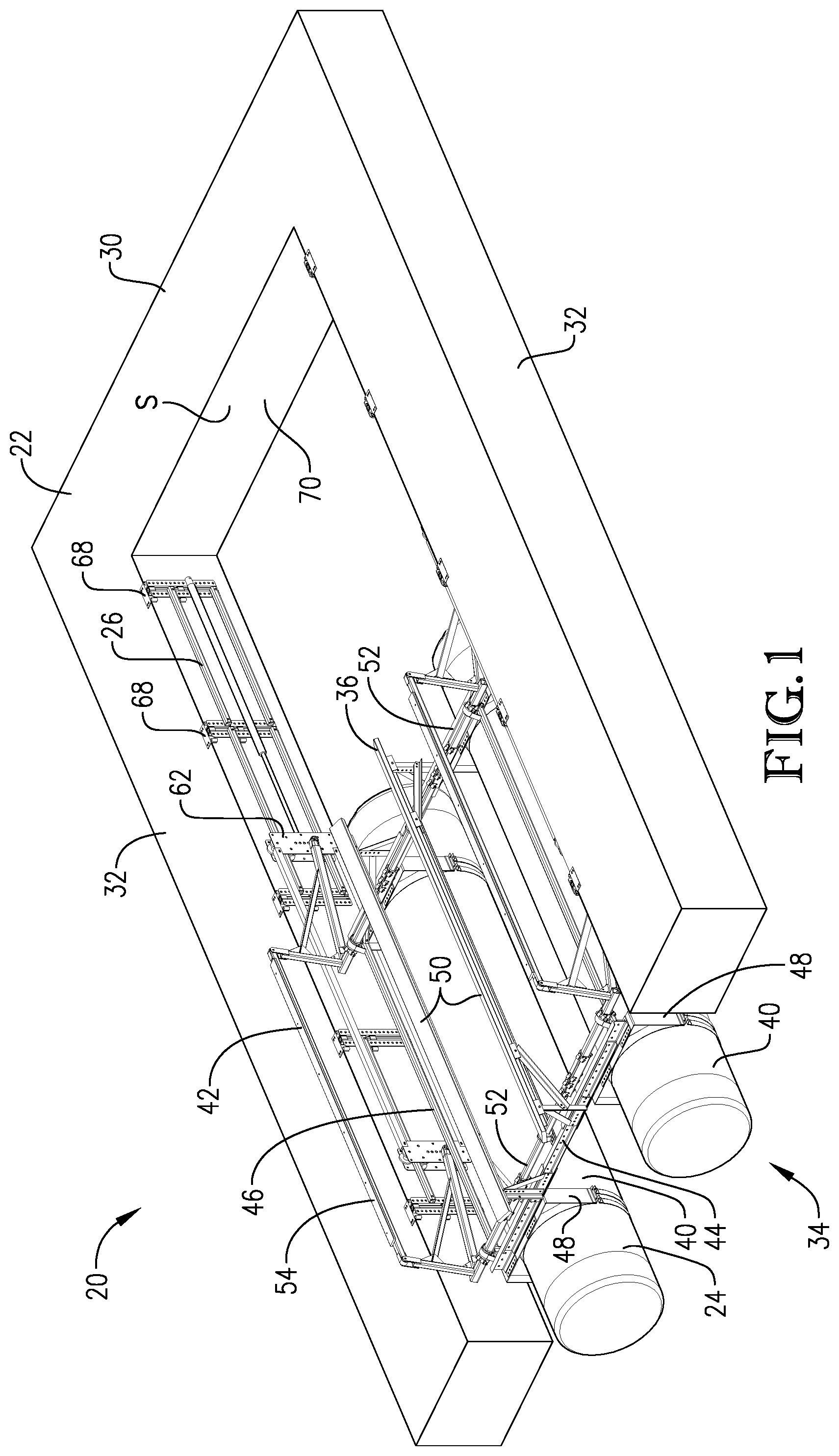 Patent US12319392 Figure 1 – Shiftable boat lift