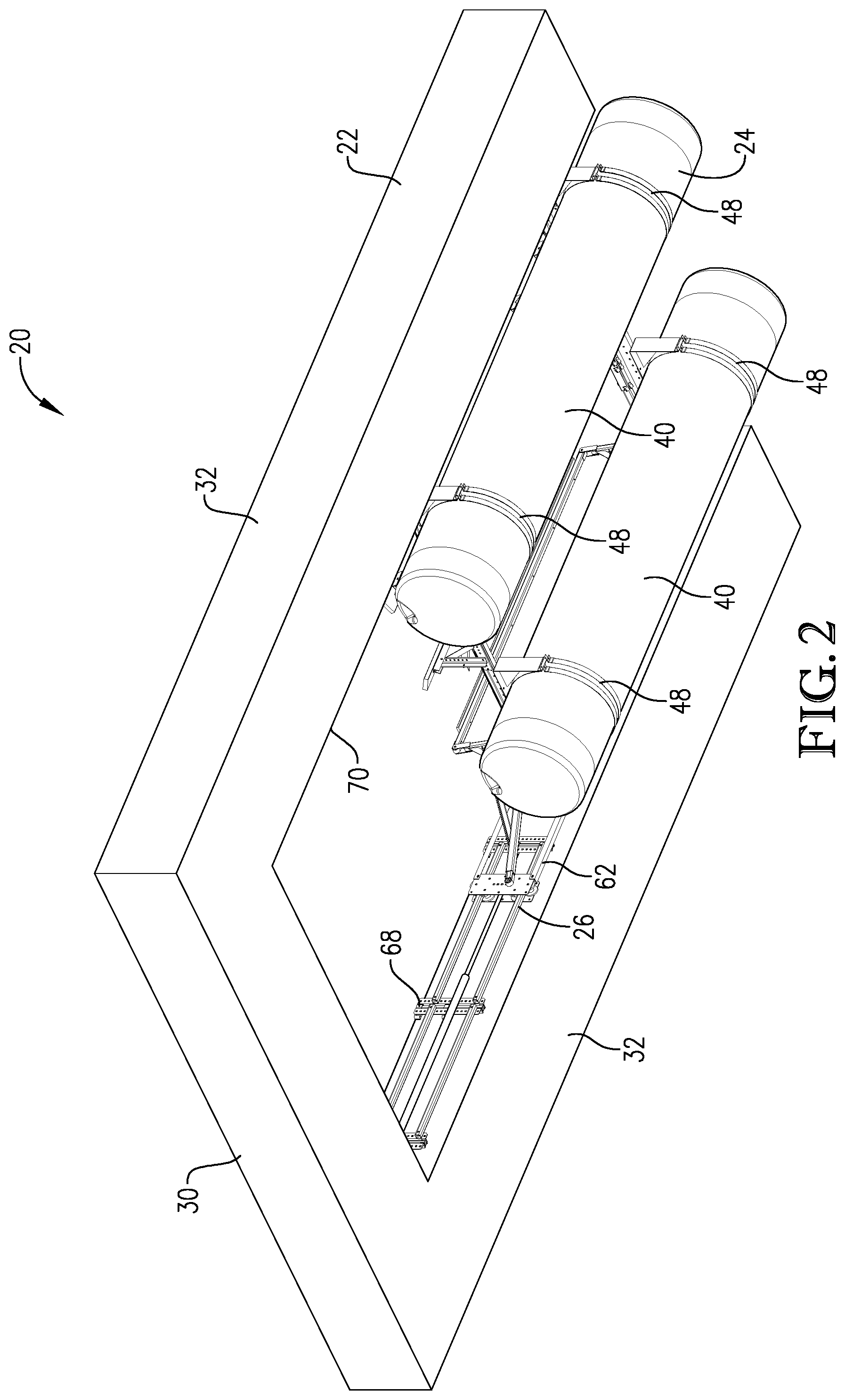 Patent US12319392 Figure 2 – Shiftable boat lift