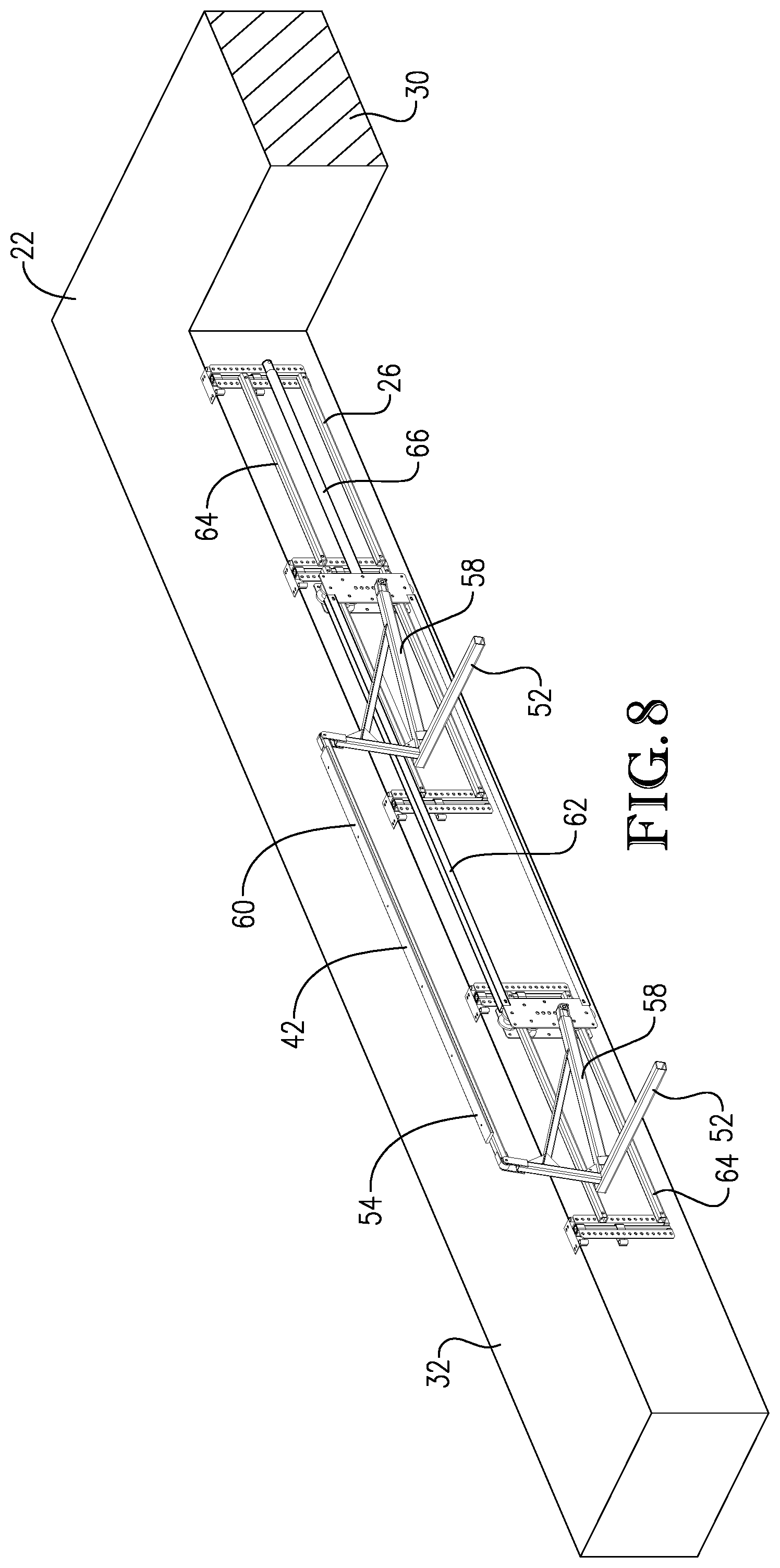 Patent US12319392 Figure 8 – Shiftable boat lift