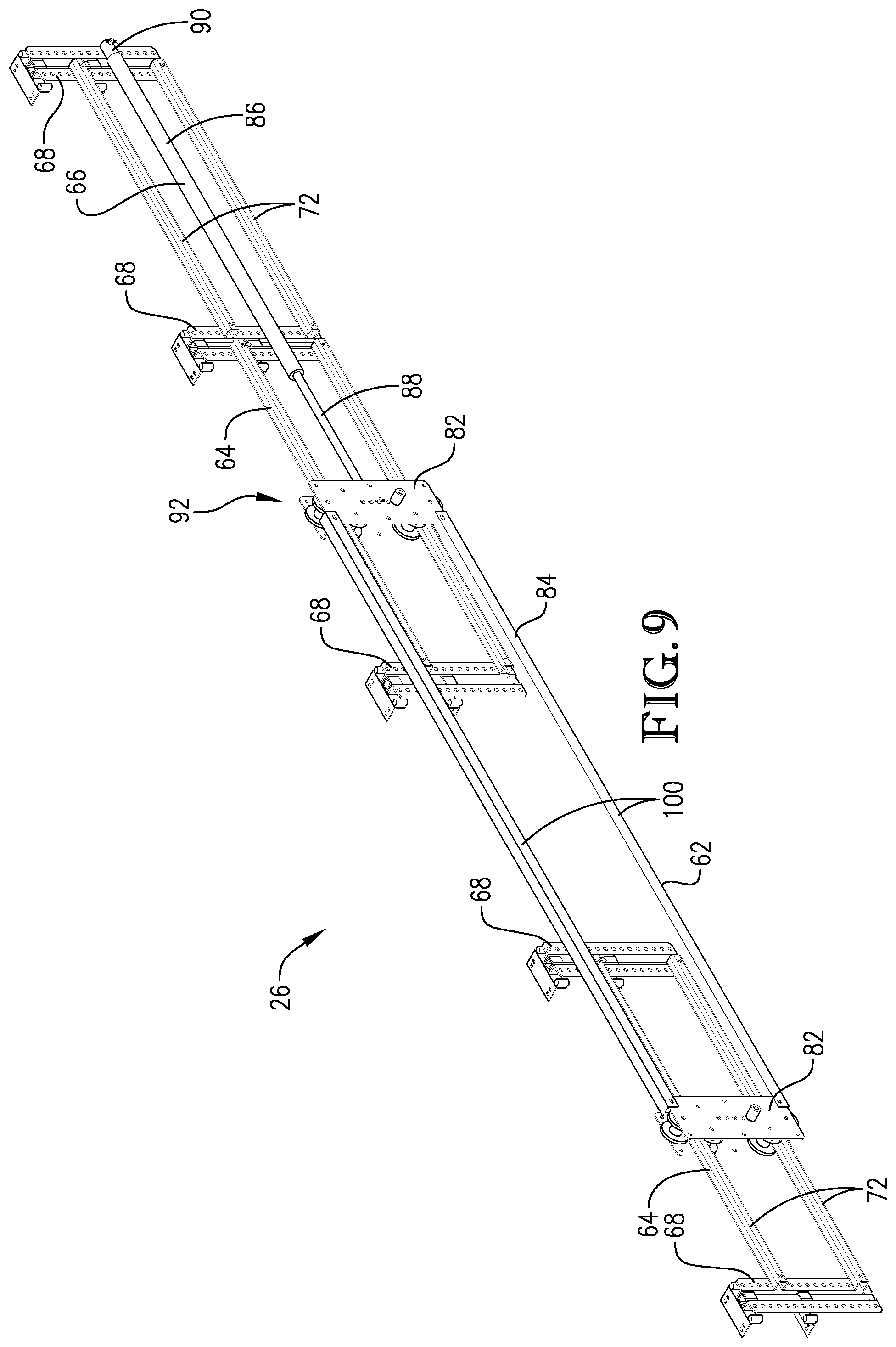 Patent US12319392 Figure 9 – Shiftable boat lift