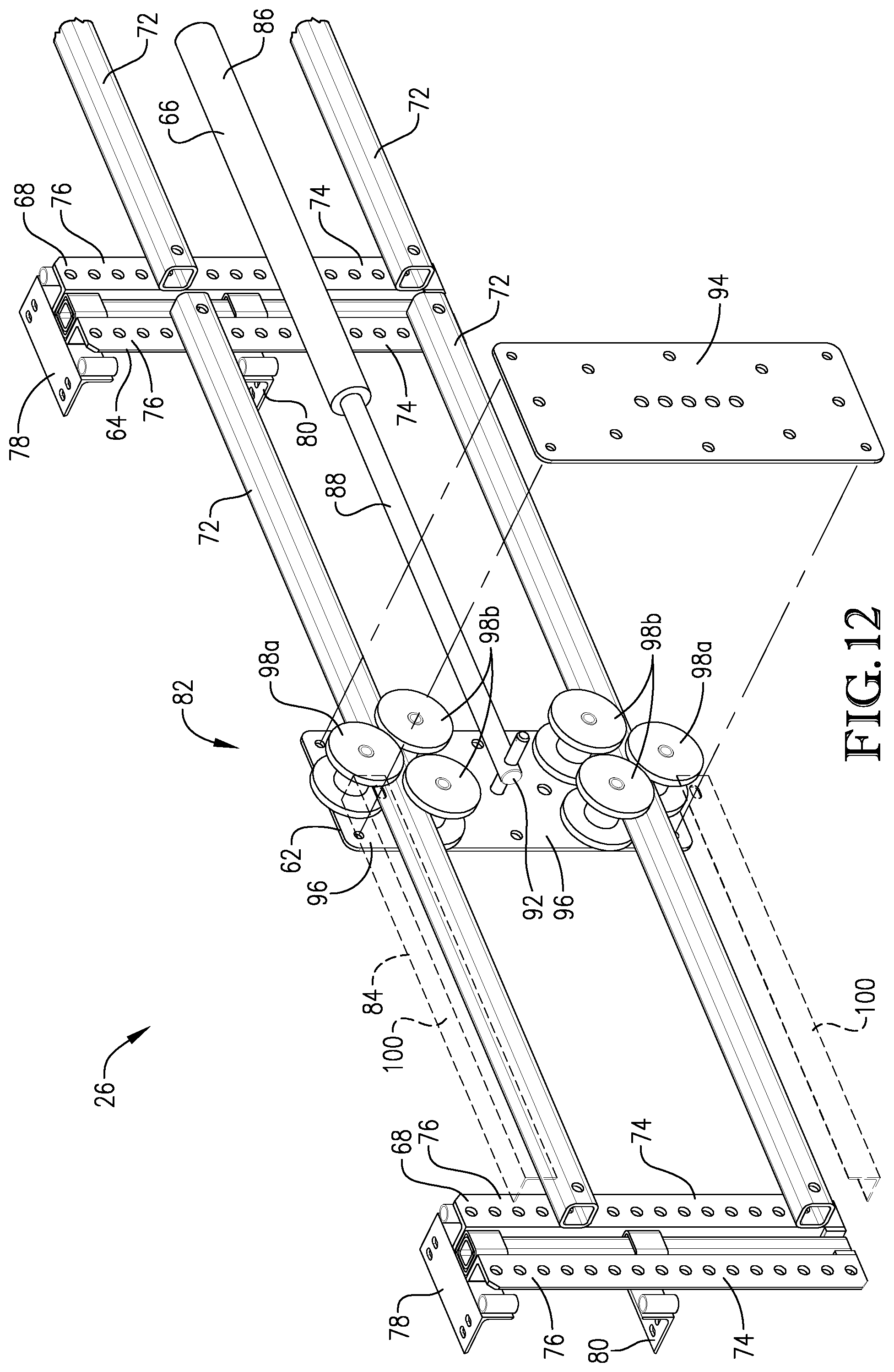 Patent US12319392 Figure 12 – Shiftable boat lift