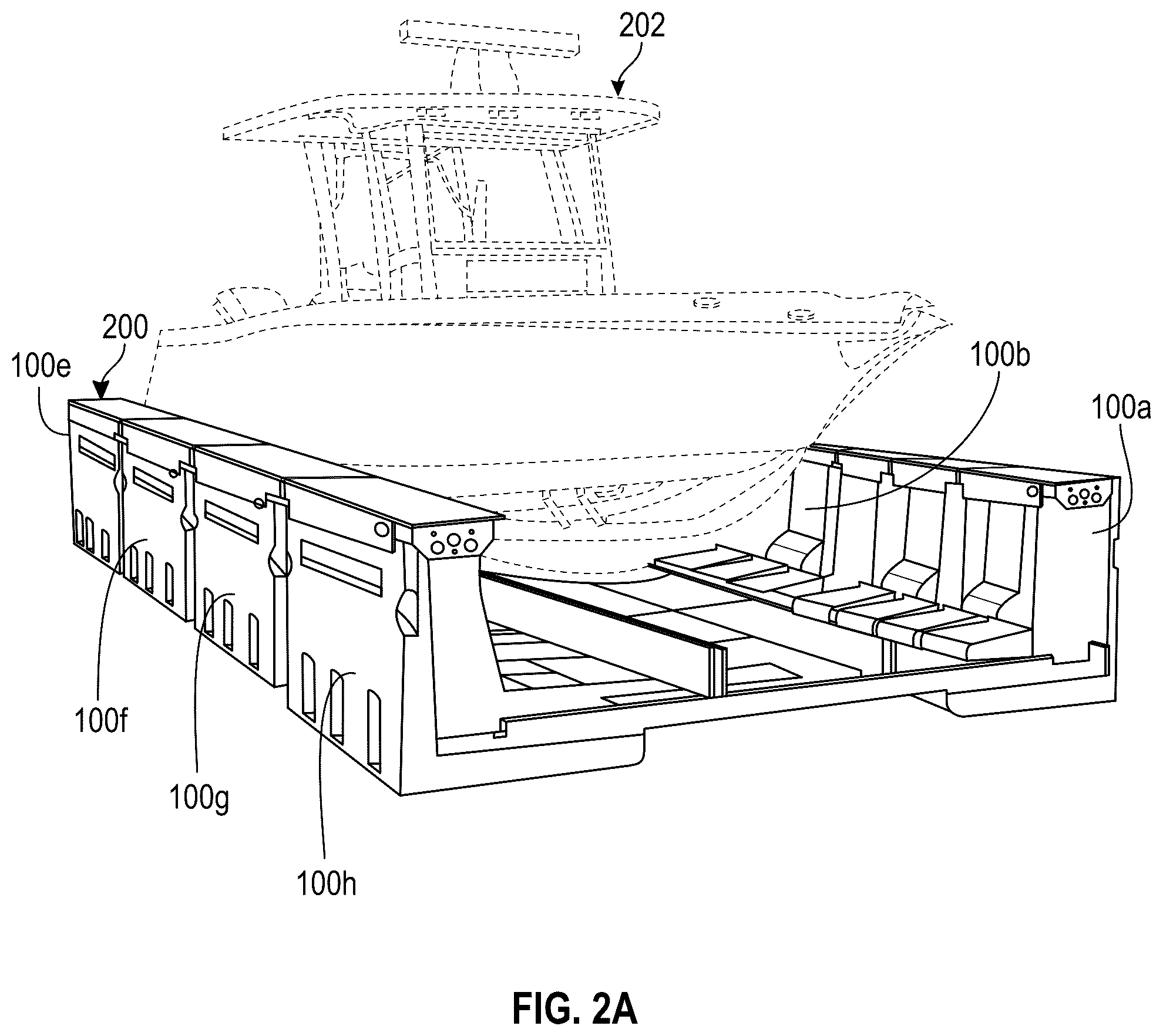 Patent US12319393 Figure 7 – Floating boat lift