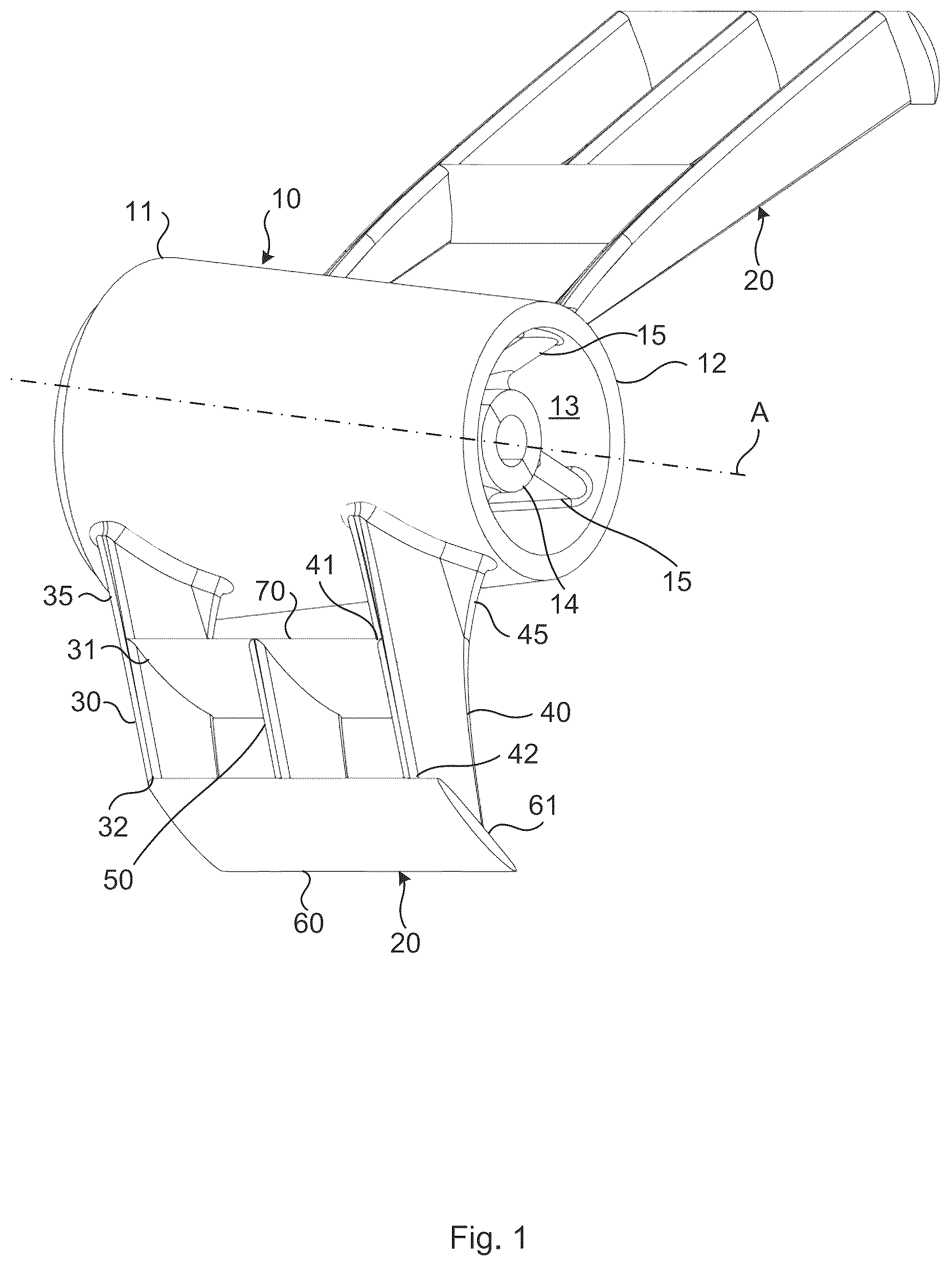 Patent US12319395 Figure 1 – Propulsion device for exerting thrust to a fluid
