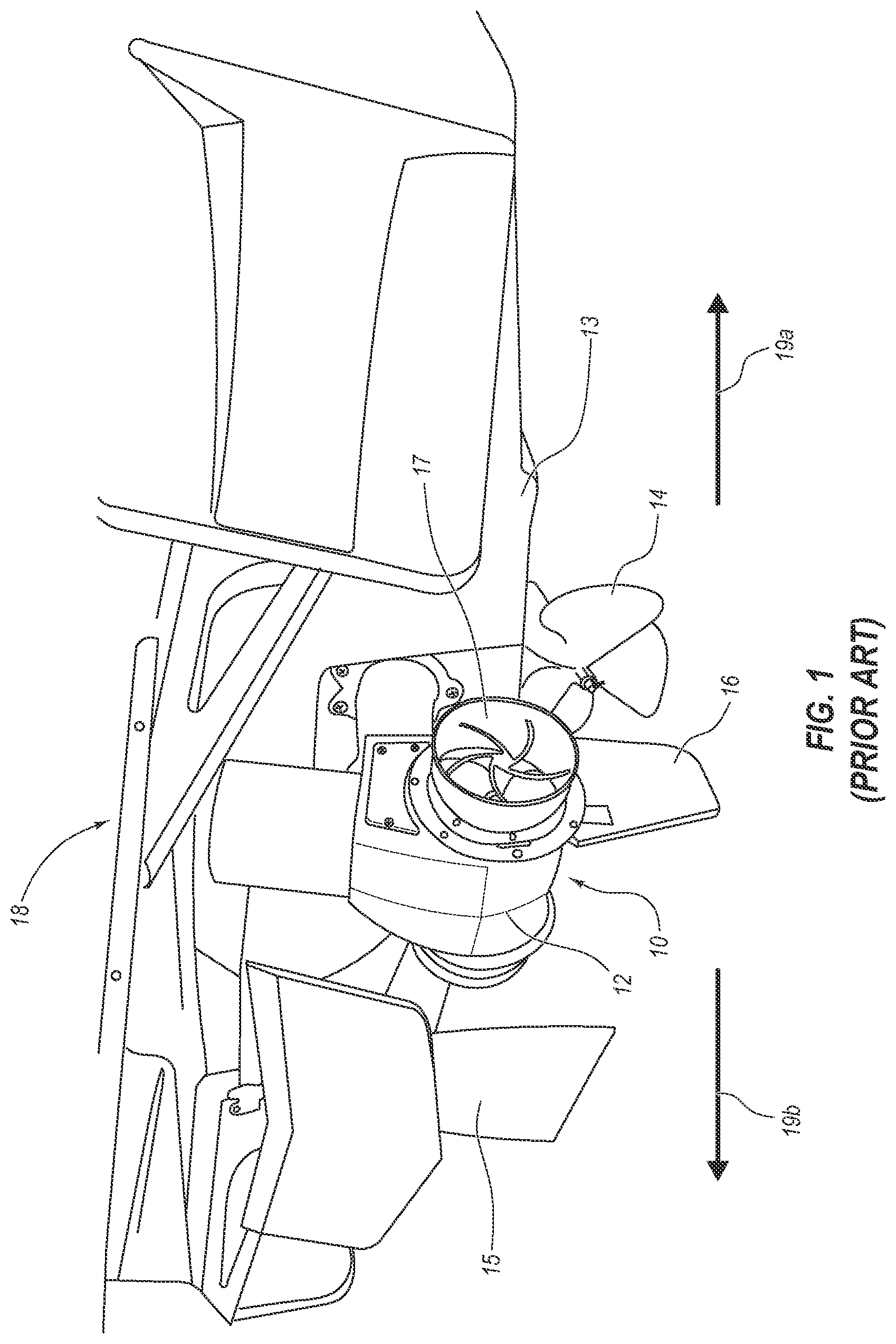 Patent US12319397 Figure 1 – Thrust system for steering marine vessels