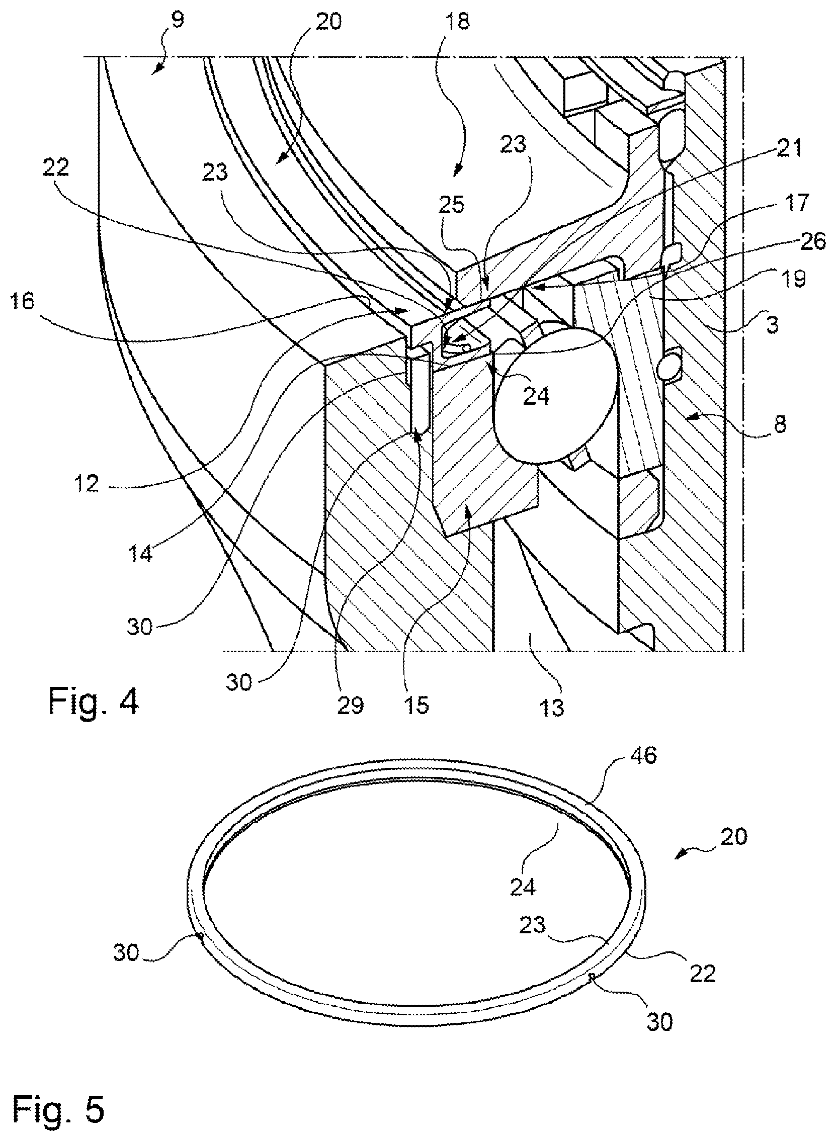 Patent US12319401 Figure 3 – Sealing arrangement for a rolling bearing subjected to centrifugal forces