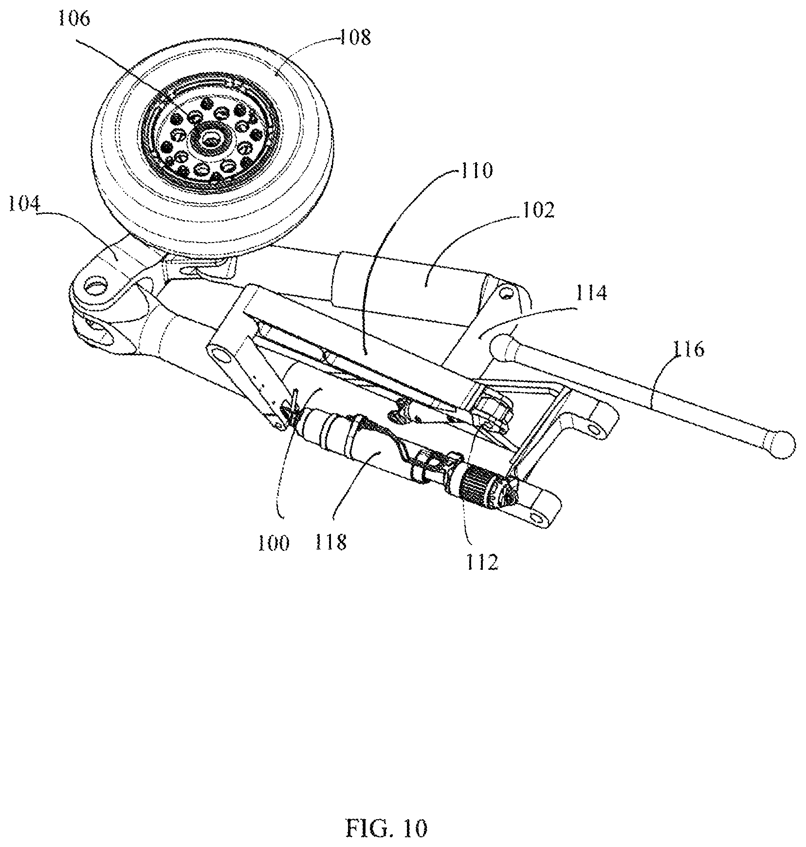 Patent US12319405 Figure 10 – Folding trailing arm landing gear