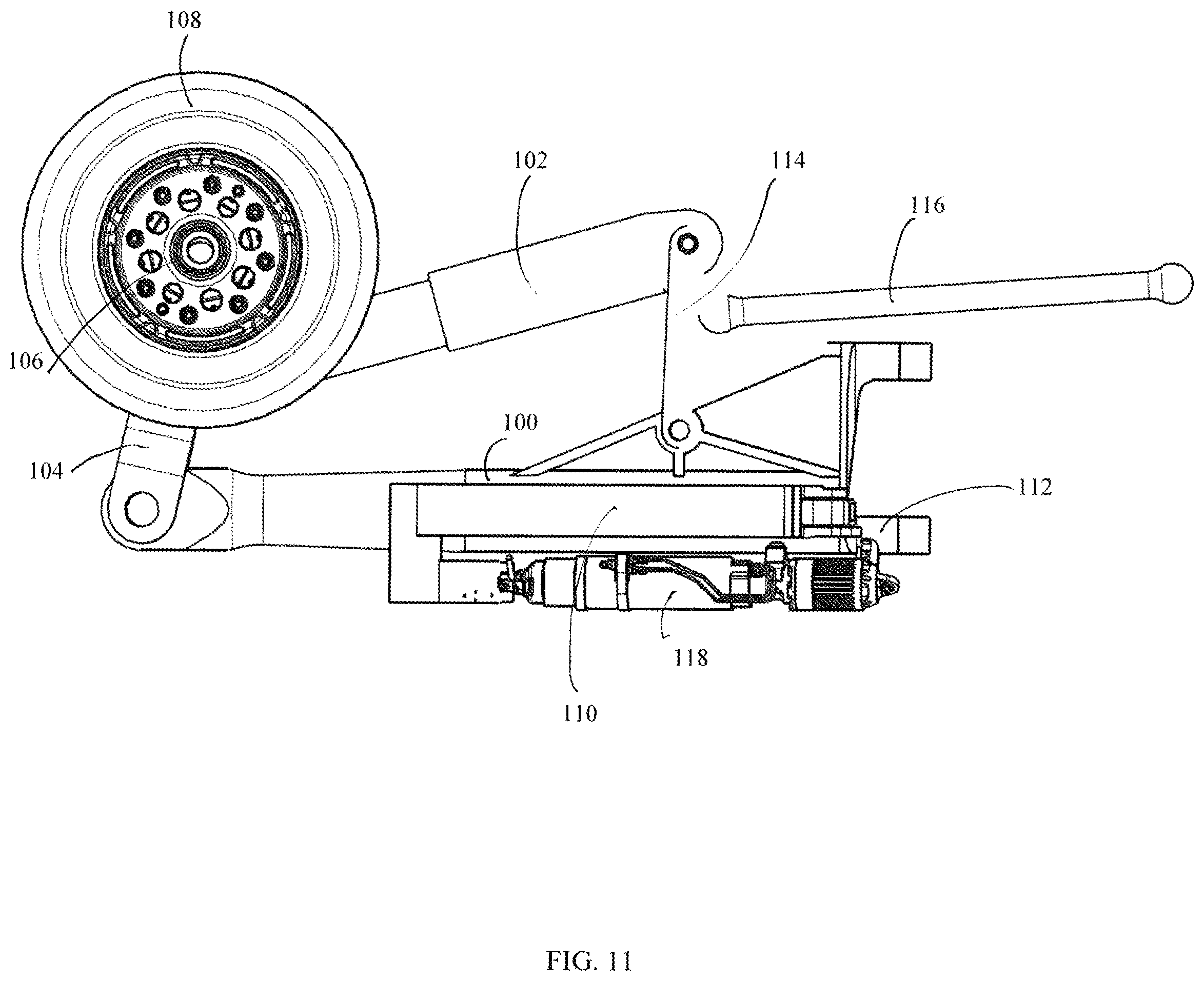 Patent US12319405 Figure 11 – Folding trailing arm landing gear