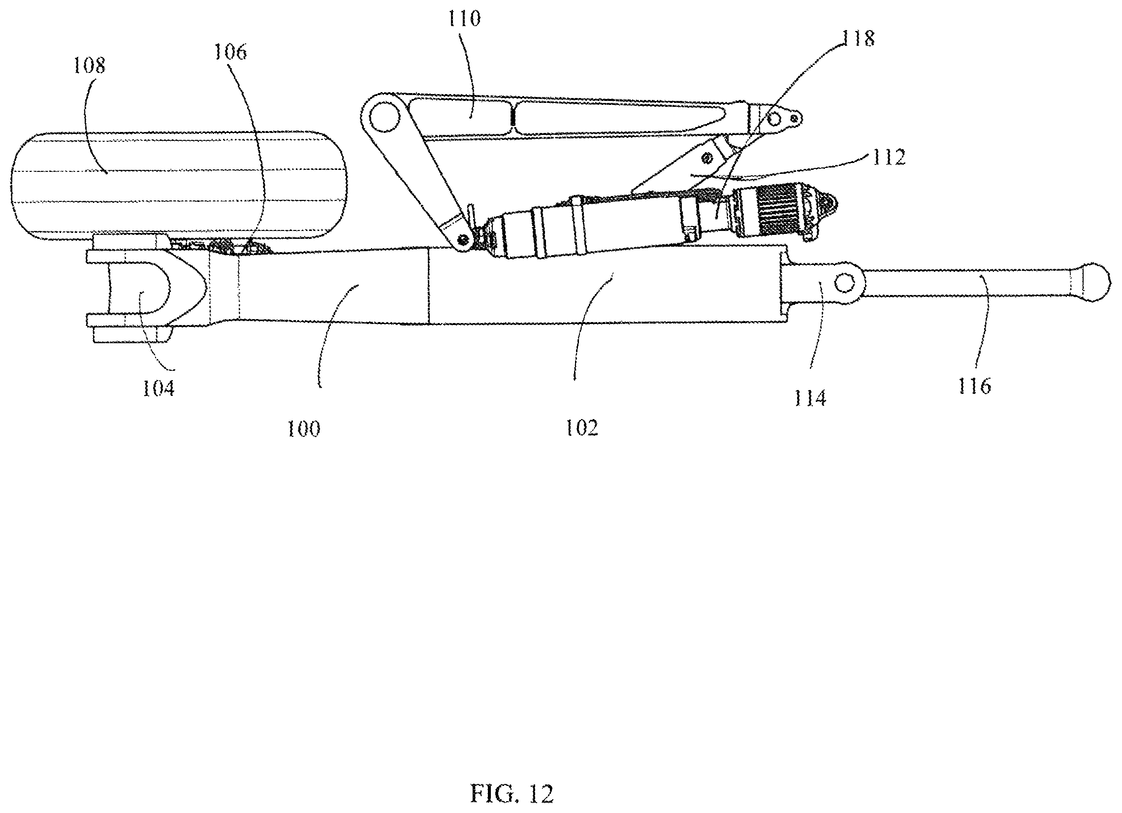 Patent US12319405 Figure 12 – Folding trailing arm landing gear