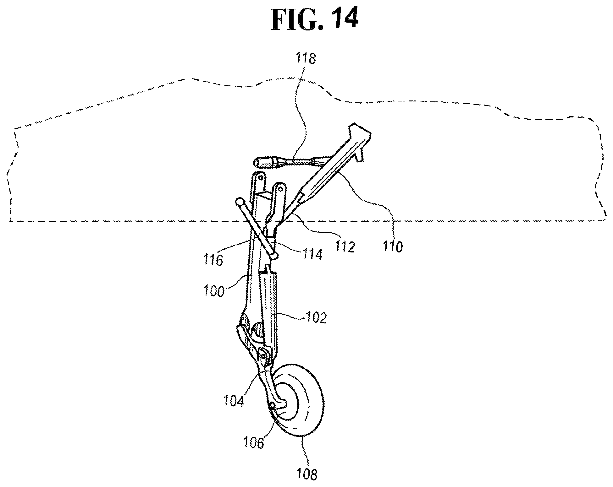 Patent US12319405 Figure 14 – Folding trailing arm landing gear