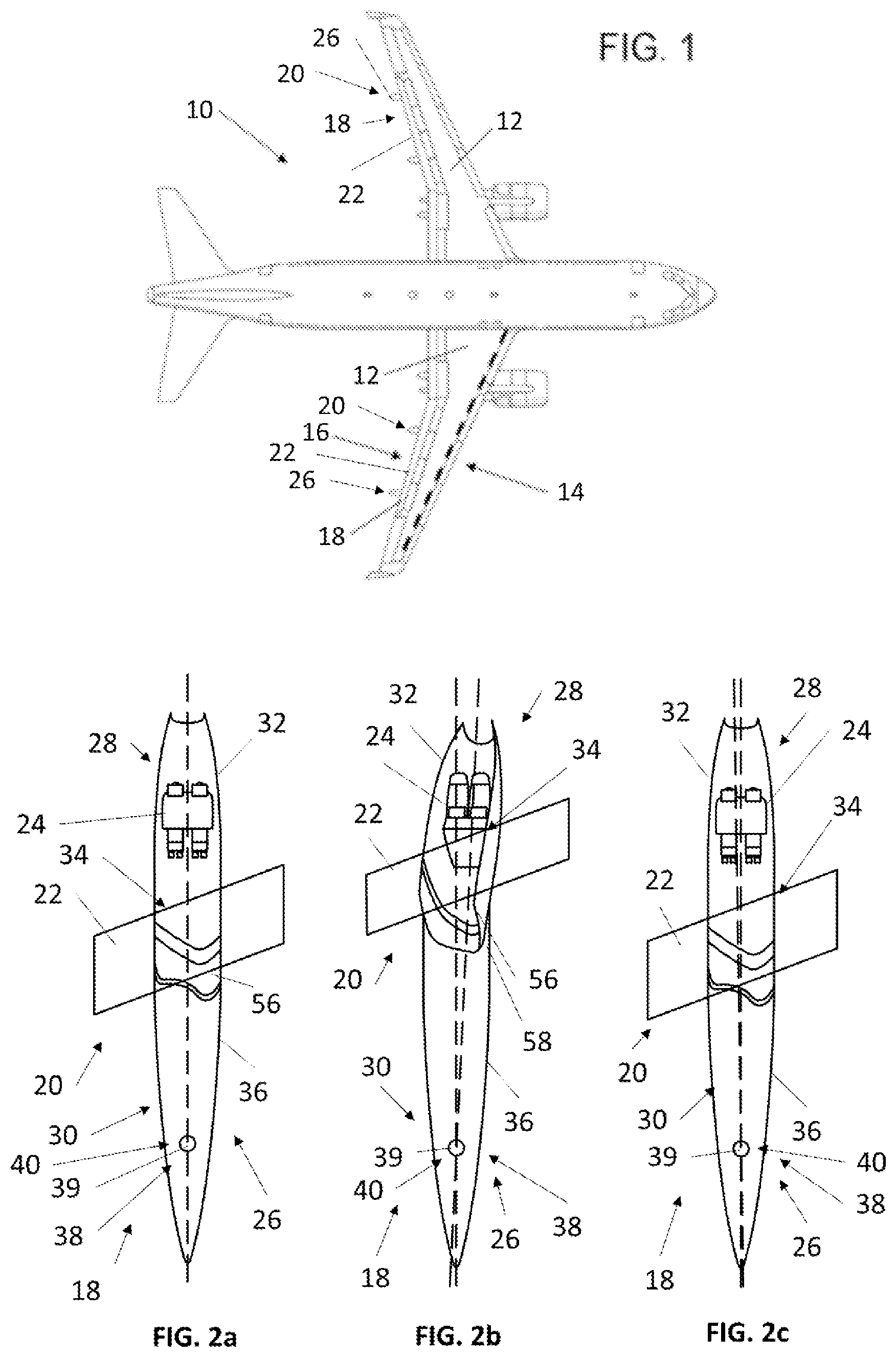 Patent US12319408 Figure 1 – Fairing arrangement for a high-lift mechanism of an aircraft