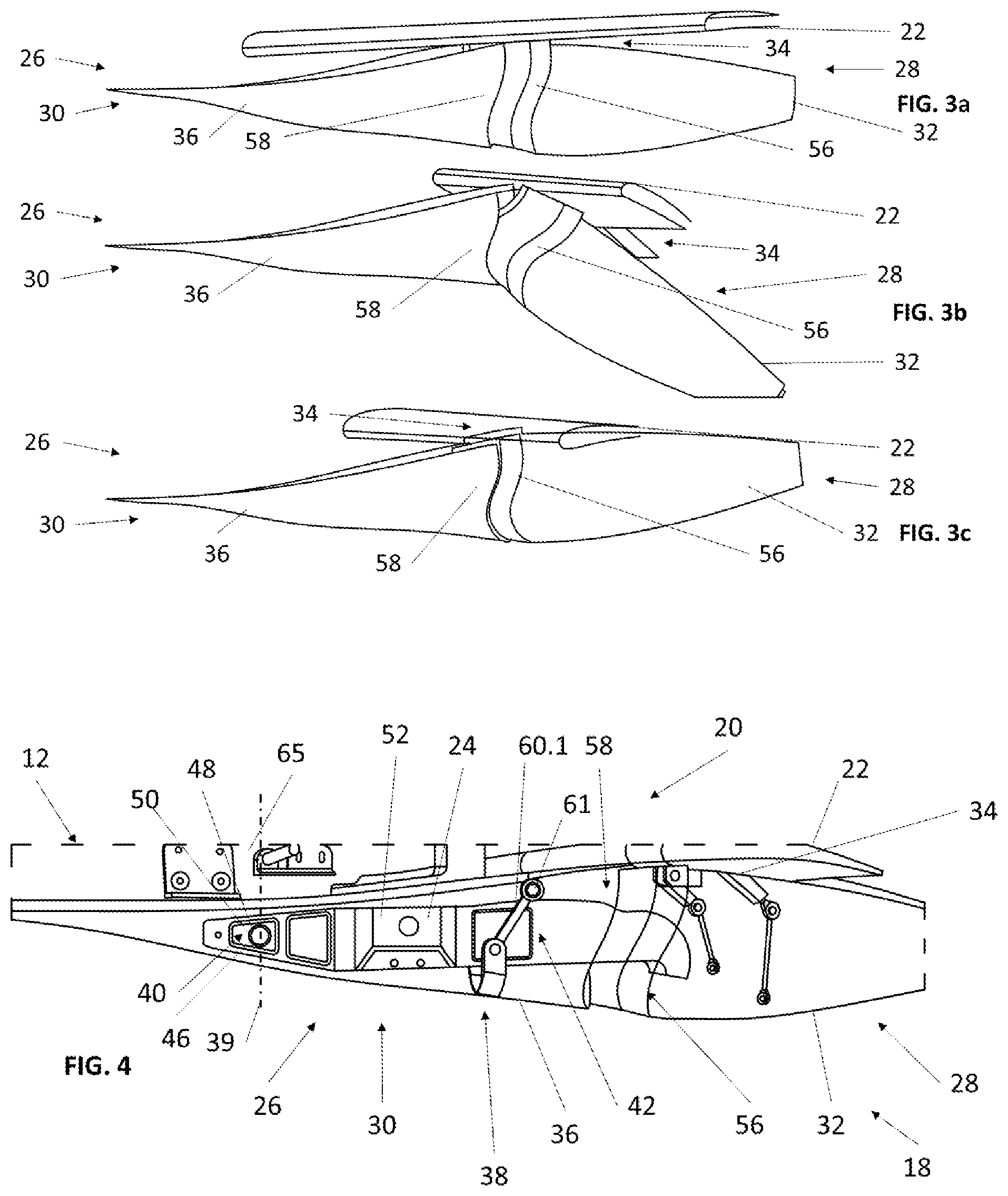 Patent US12319408 Figure 2 – Fairing arrangement for a high-lift mechanism of an aircraft