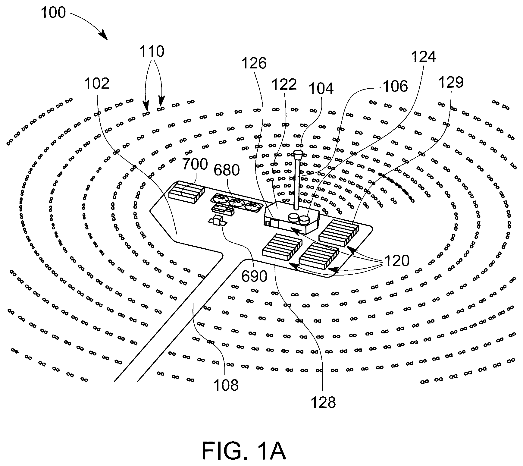 Patent US12319411 Figure 1 – Drone deployable modular system for remote solar energy generation
