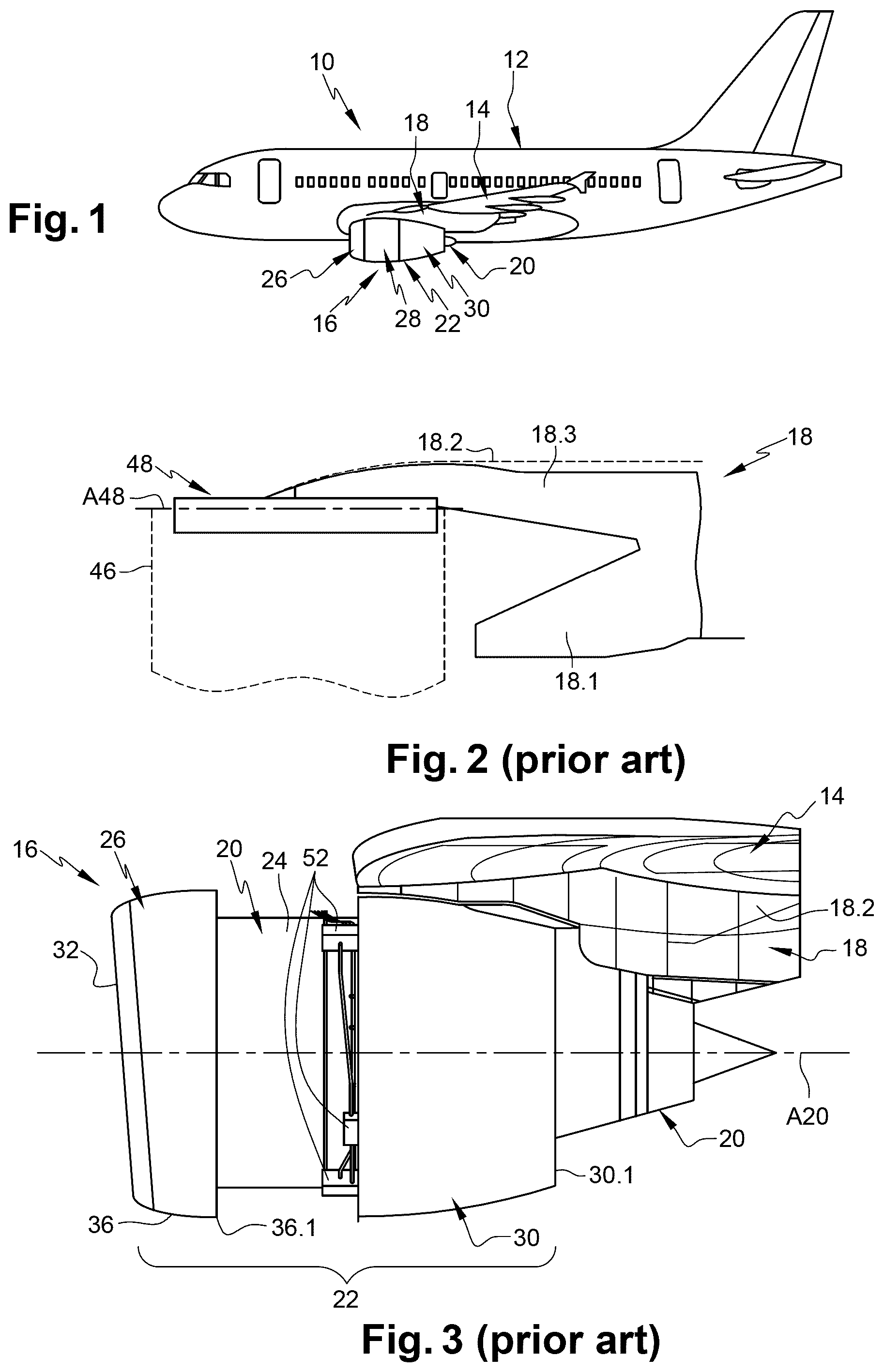 Patent US12319420 — Aircraft propulsion assembly comprising at least one aerodynamic panel which is supported by at least one intermediate radial support, aircraft comprising at least one such propulsion assembly — Figure 1