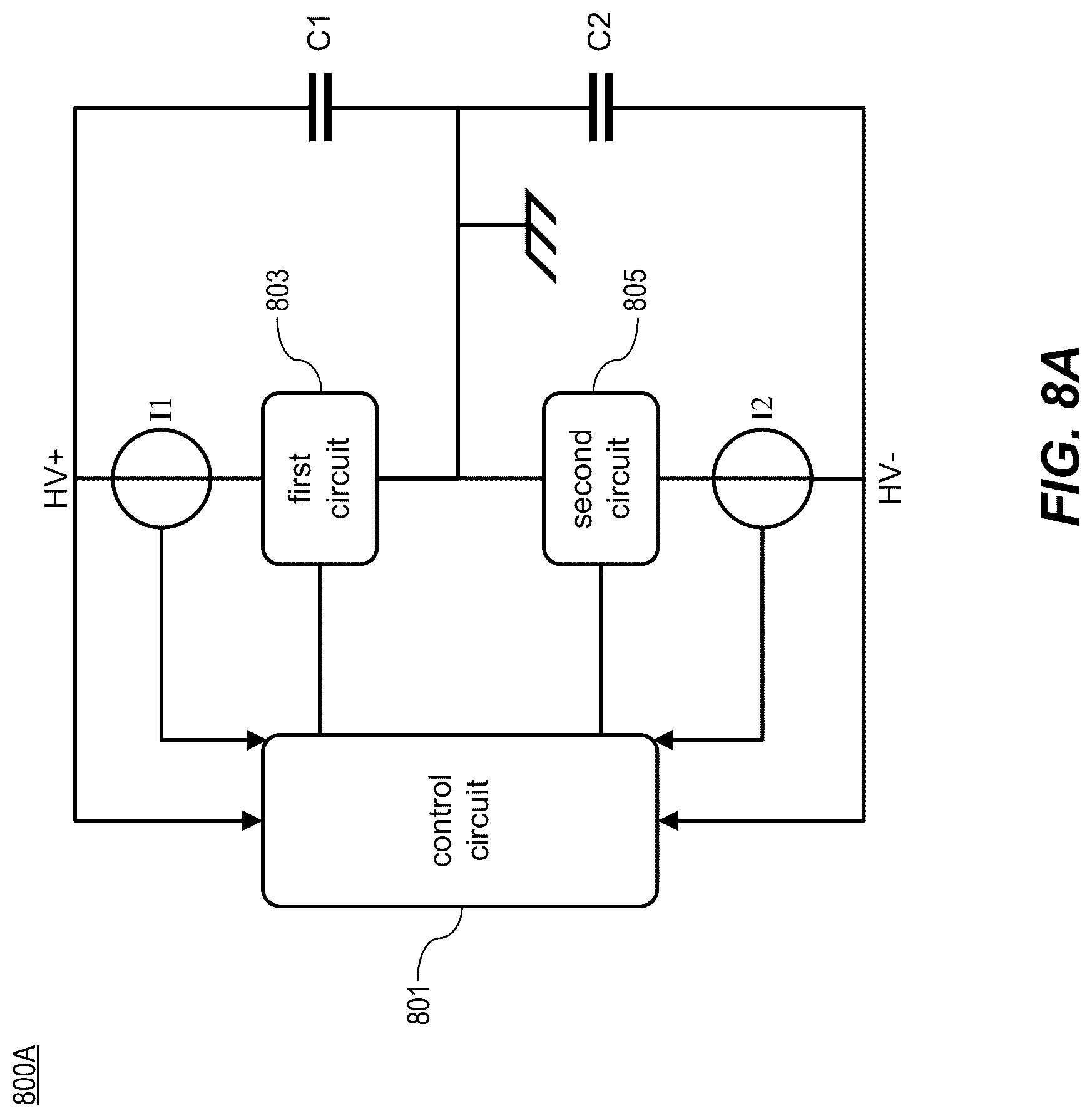 Patent US12319424 Figure 8 – Balancing and measuring circuit for high voltage systems