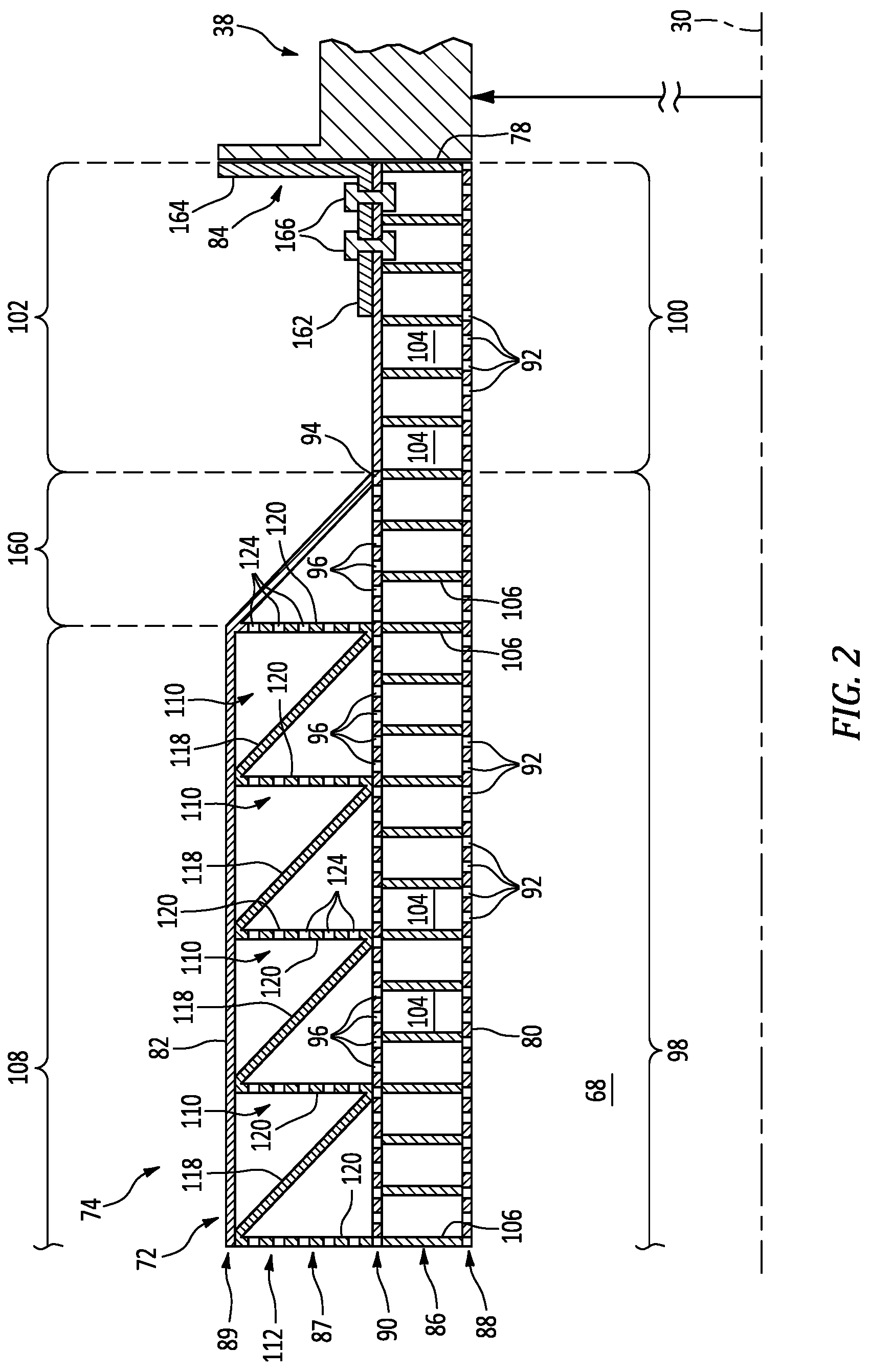 Patent US12319425 Figure 2 – Multi-core acoustic panel for an aircraft propulsion system