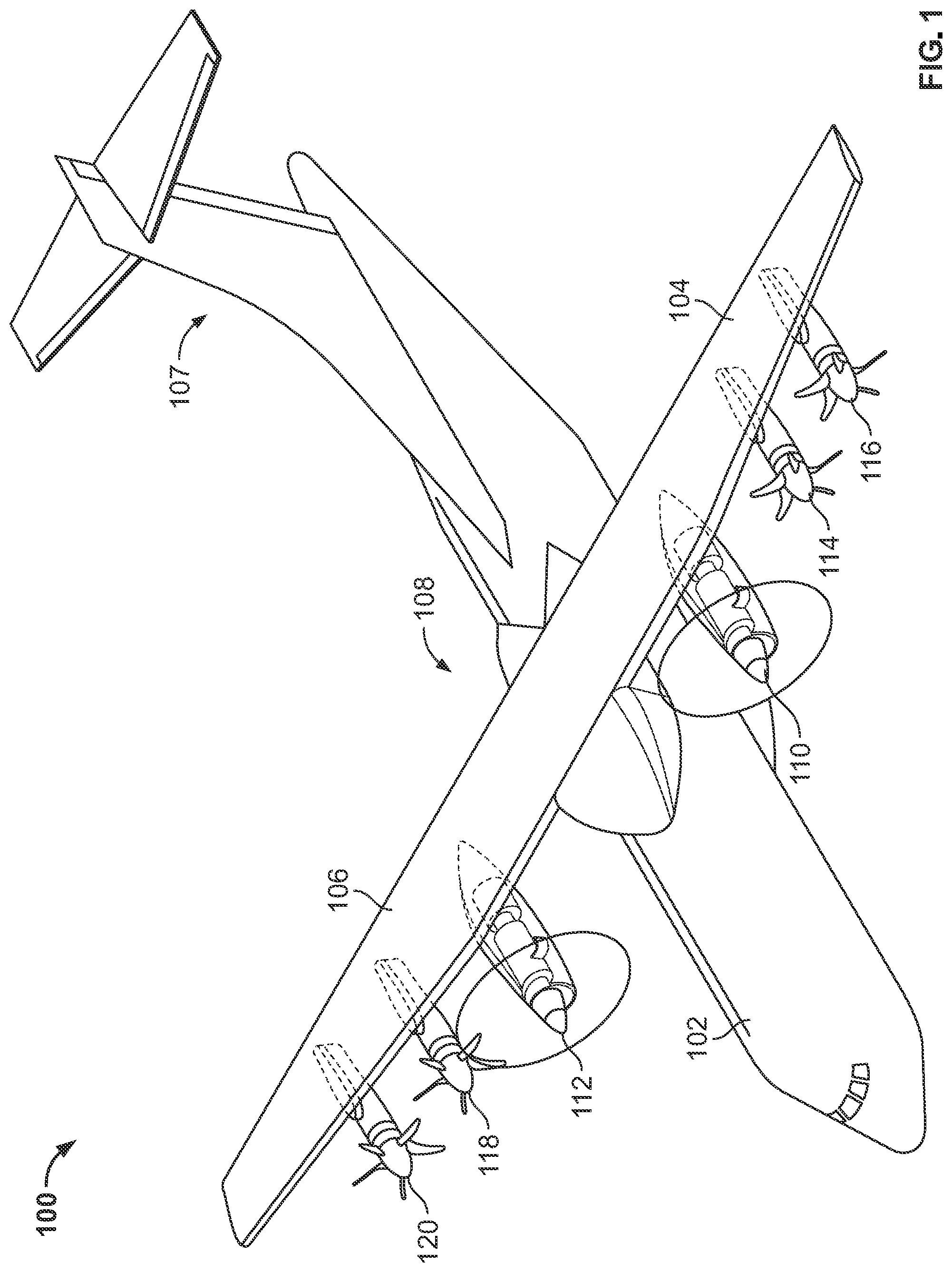 Patent US12319428 Figure 1 – Hybrid-electric powertrains for aircraft
