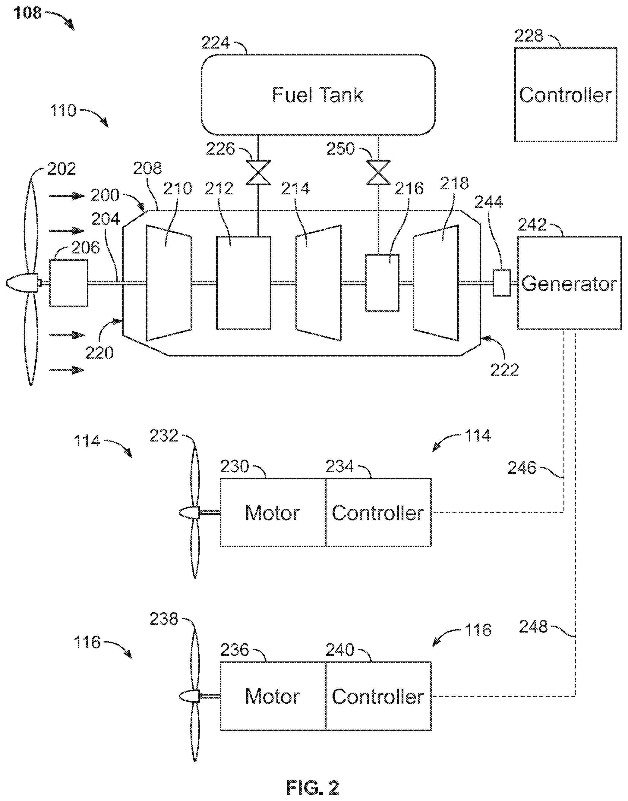 Patent US12319428 Figure 2 – Hybrid-electric powertrains for aircraft