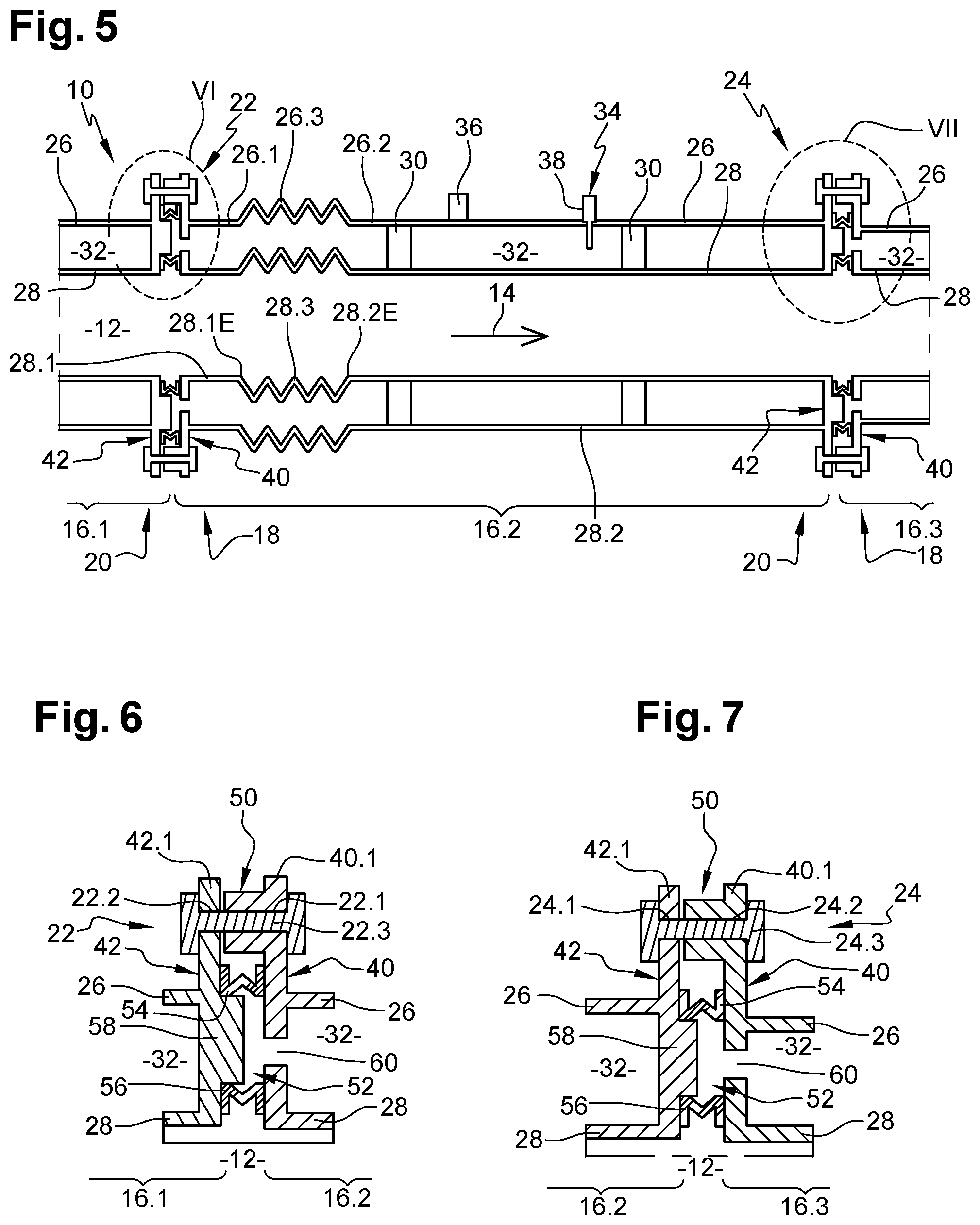 Patent US12319429 Figure 2 – Double-wall hydrogen pipeline comprising at least one system for detecting a leak at at least one coupling system, and aircraft comprising at least one such pipeline