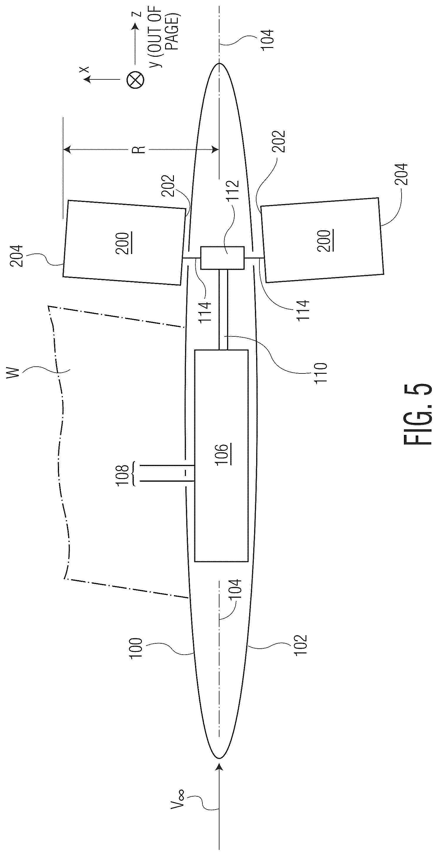 Patent US12319432 Figure 4 – Wing-mounted turbine for generating electricity and increasing thrust
