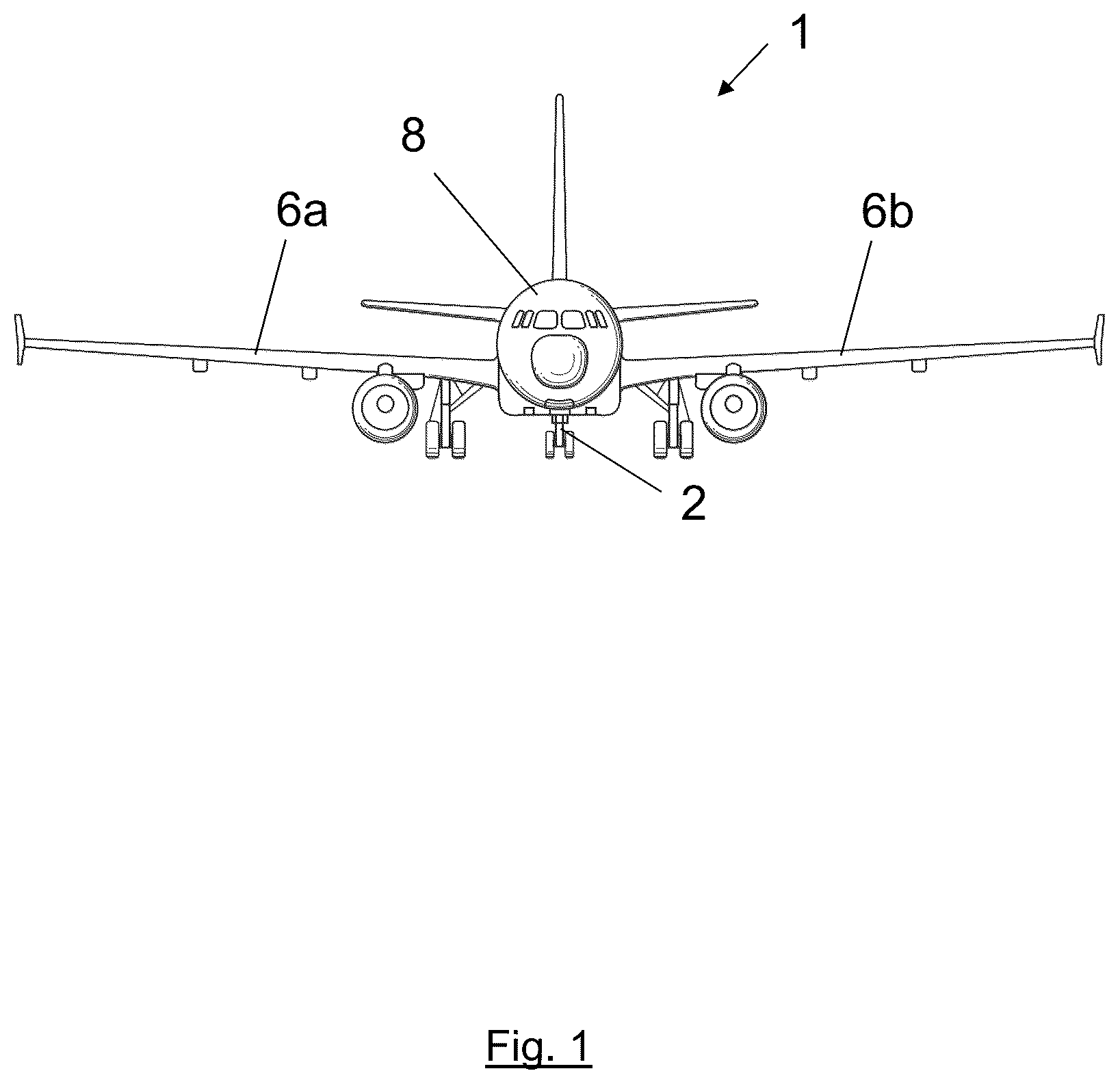 Patent US12319433 — Determining the steering angle of a landing gear assembly of an aircraft — Figure 1