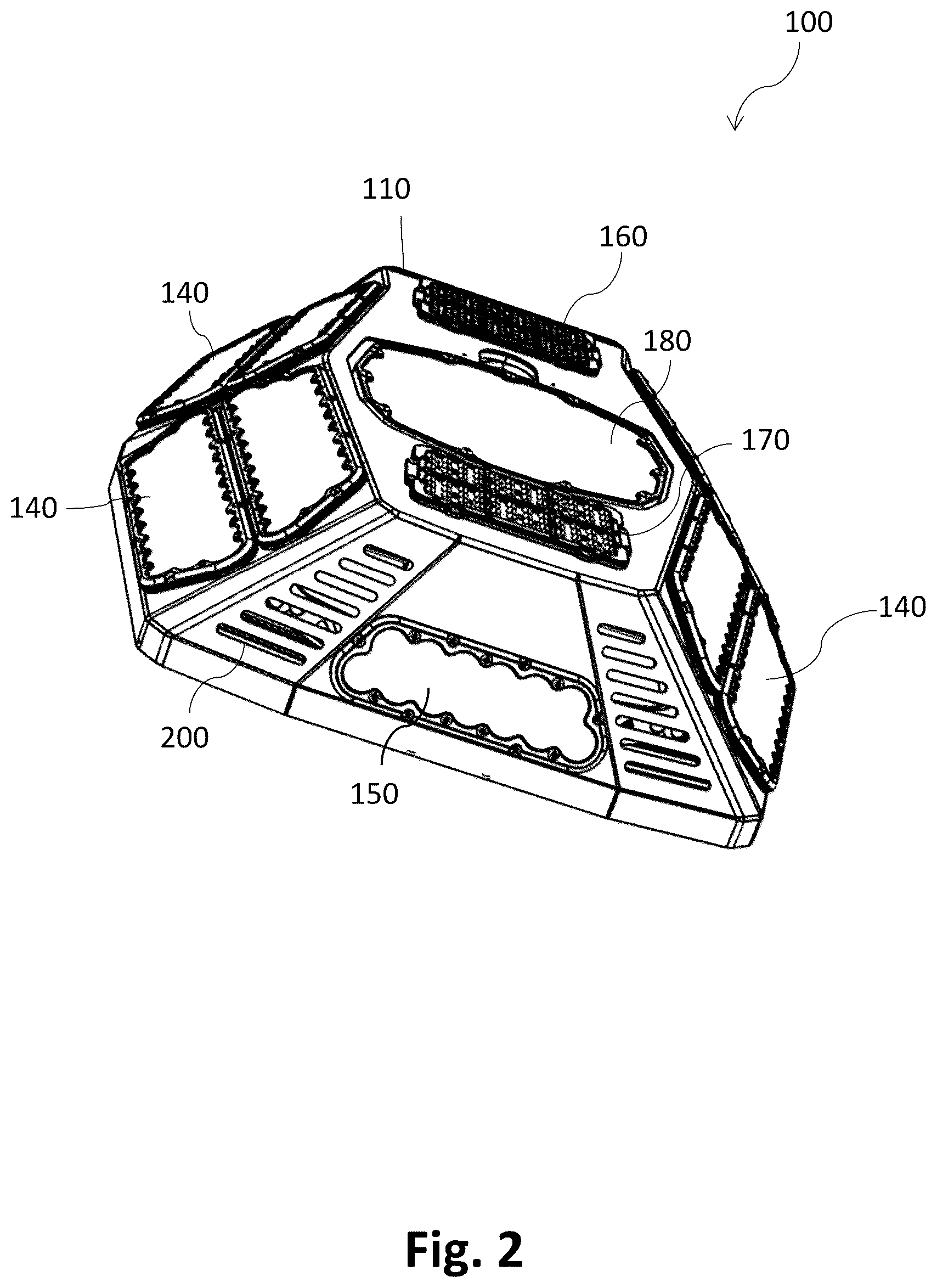 Patent US12319436 Figure 2 – Aircraft fuselage lighting pod