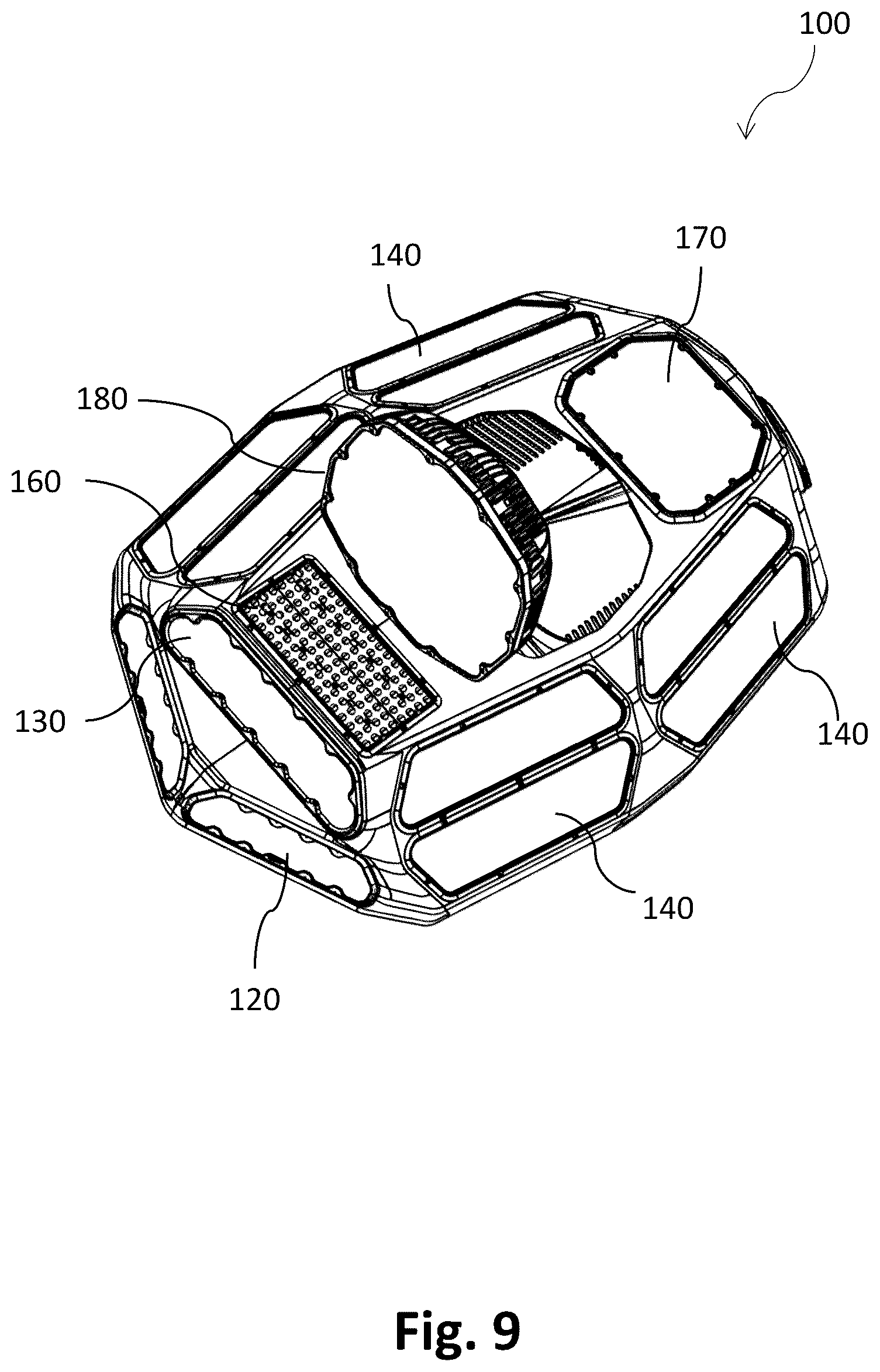 Patent US12319436 Figure 9 – Aircraft fuselage lighting pod