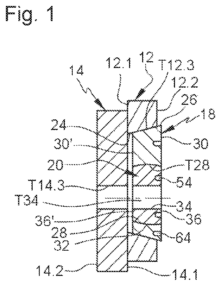 Patent US12319440 — Connecting device comprising two off-center rings with a frustoconical and/or spherical bearing surface, aircraft or aircraft floor comprising at least two portions connected by at least one such connecting device — Figure 1