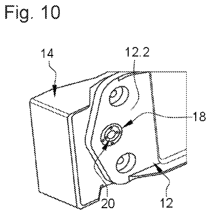 Patent US12319440 Figure 10 – Connecting device comprising two off-center rings with a frustoconical and/or spherical bearing surface, aircraft or aircraft floor comprising at least two portions connected by at least one such connecting device