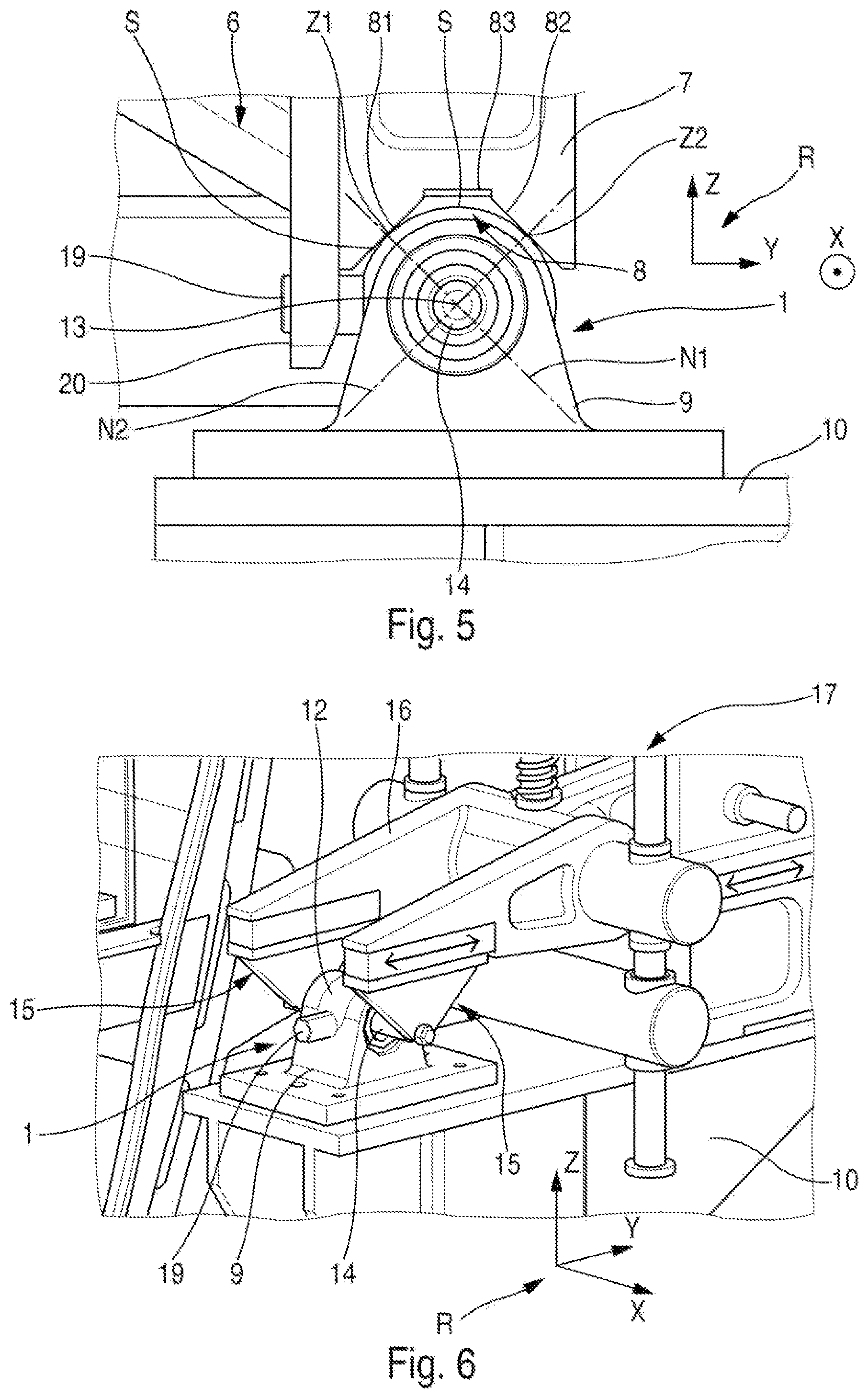 Patent US12319441 Figure 3 – Referential positioning device intended to position relative to each other at least one cabin floor grid and one side shell of an aircraft in order to assemble a fuselage barrel of the aircraft