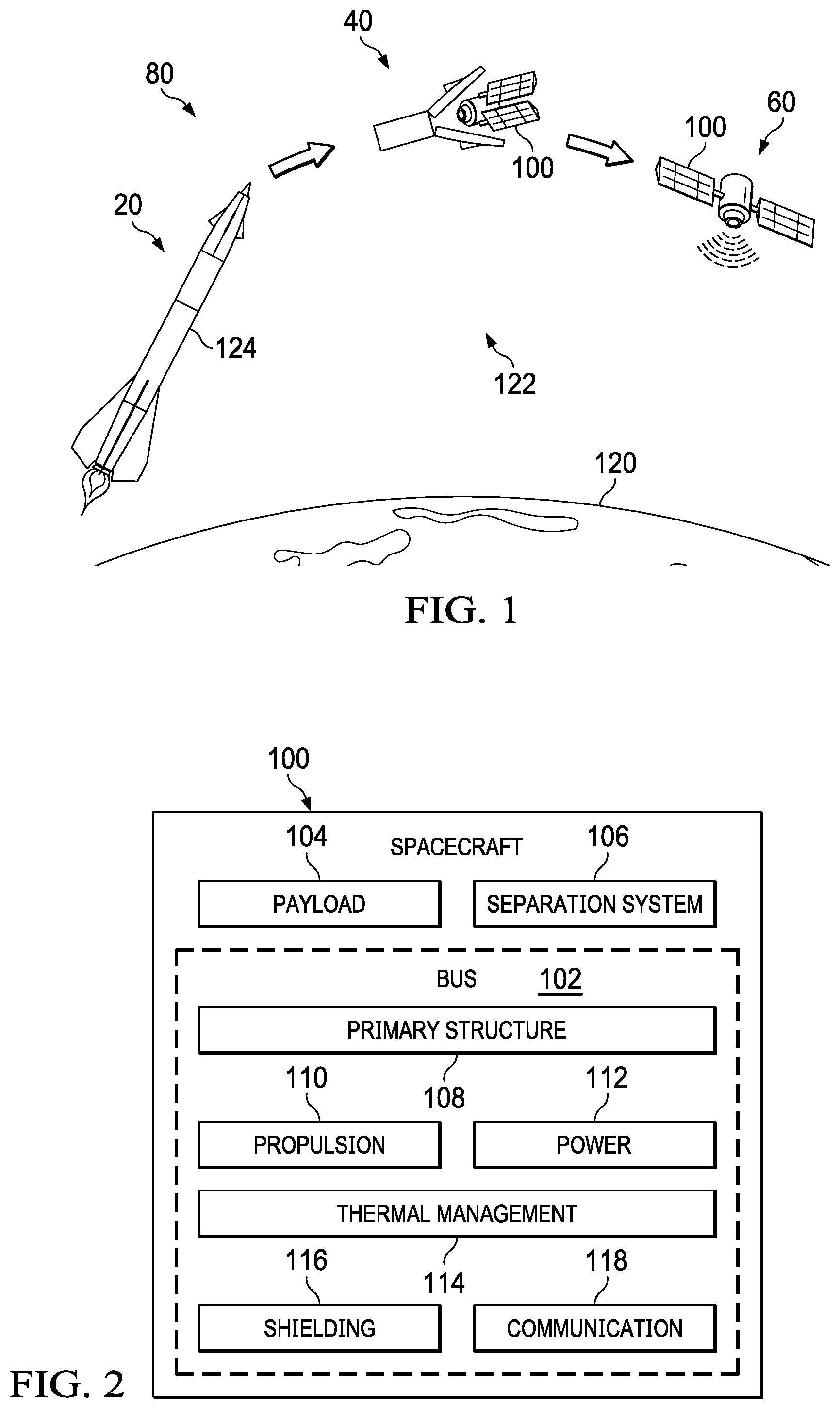 Patent US12319443 Figure 1 – Stacked satellite assemblies and related methods