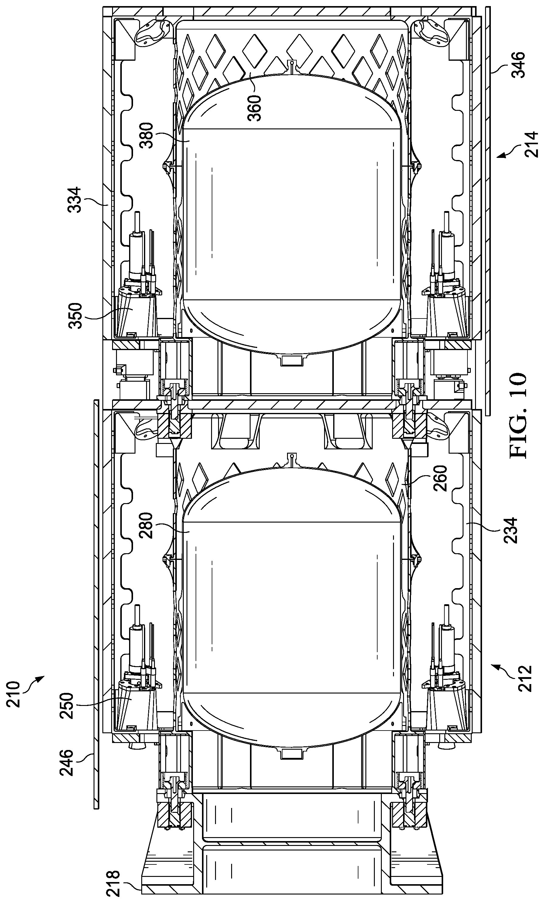 Patent US12319443 Figure 9 – Stacked satellite assemblies and related methods