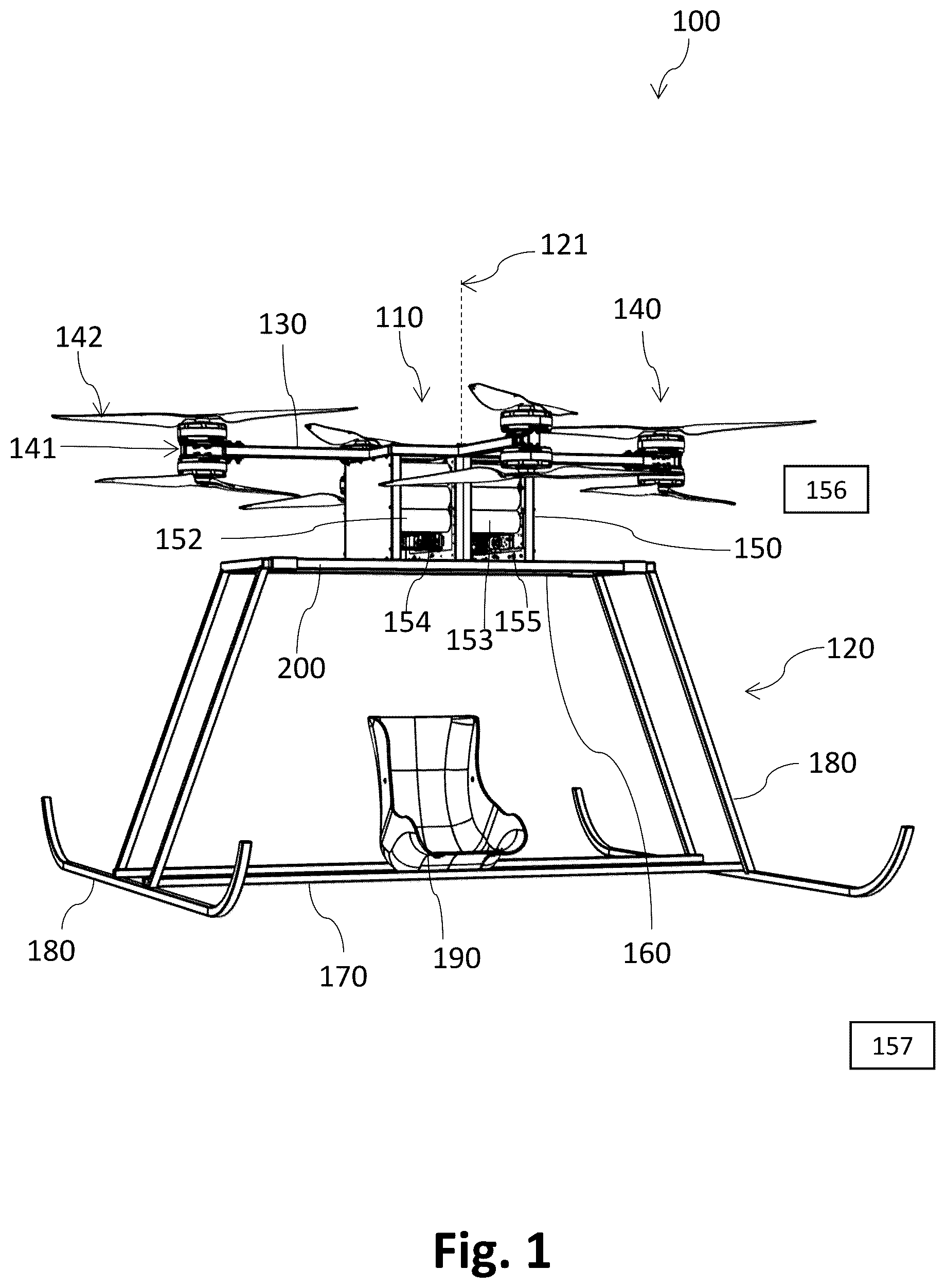 Patent US12319446 Figure 1 – Modular flying vehicle