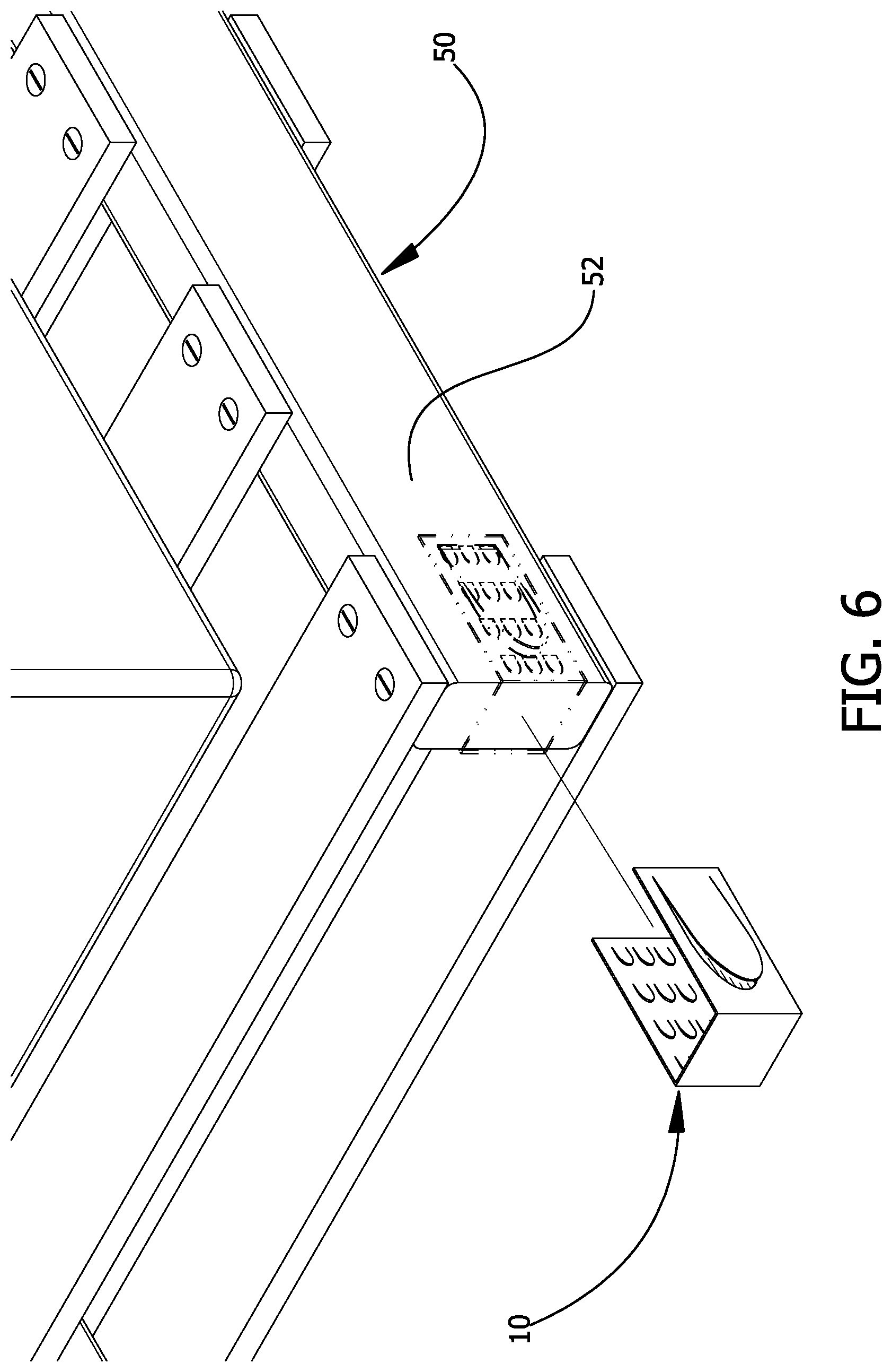 Patent US12319452 Figure 6 – Plastic wrap securing bracket