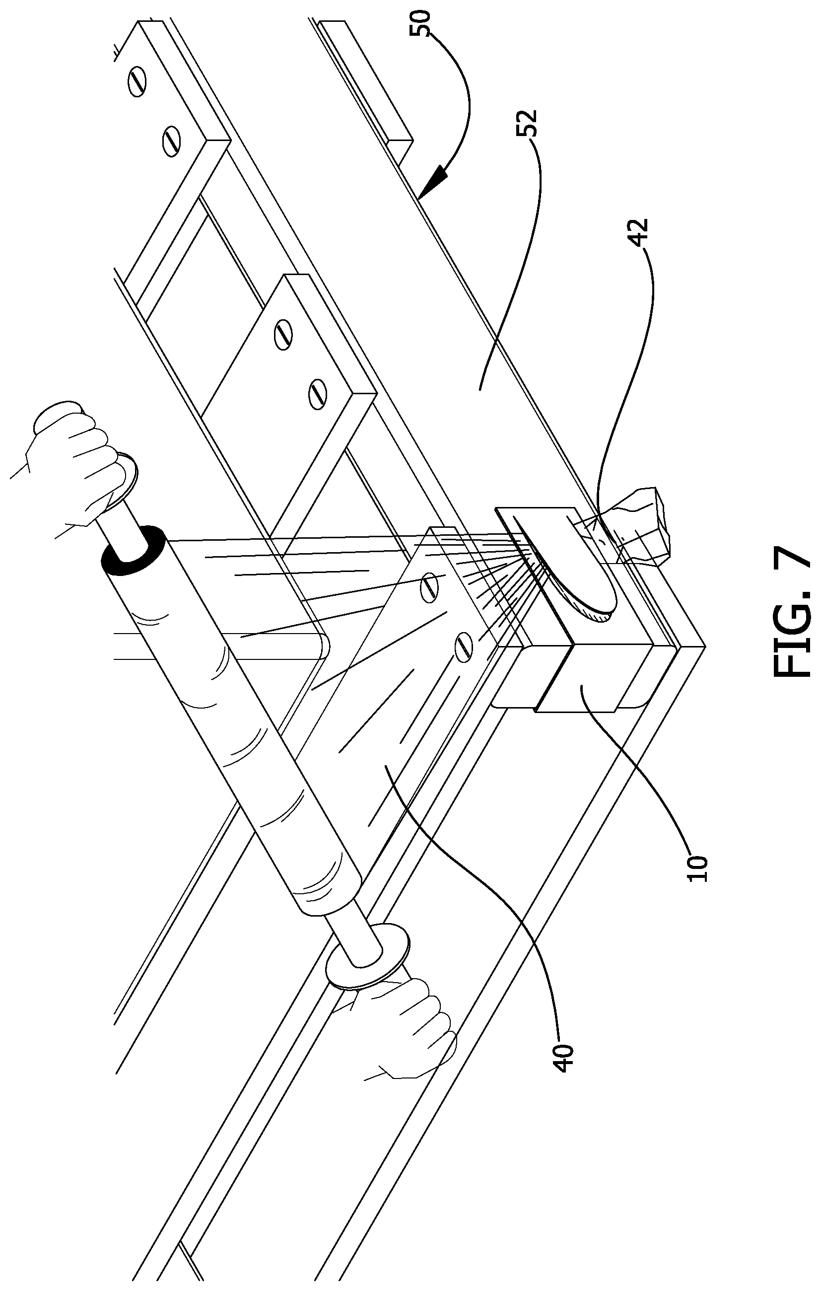 Patent US12319452 Figure 7 – Plastic wrap securing bracket